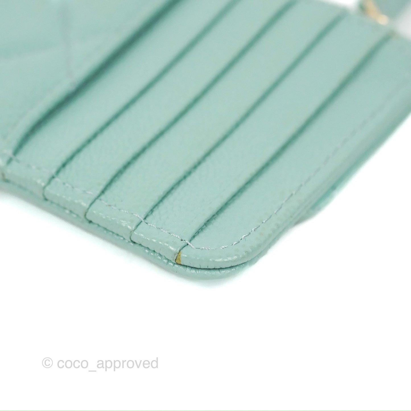 Chanel Quilted Zip Flap Card Holder Tiffany Blue Caviar Gold Hardware