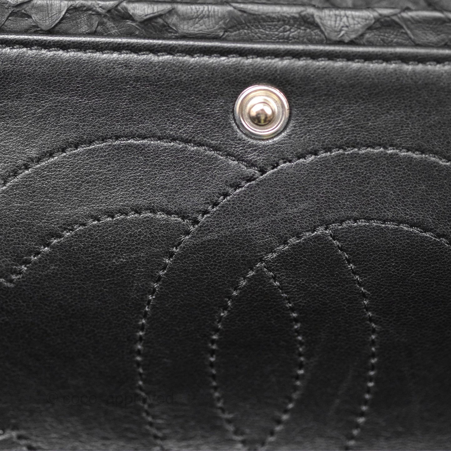 Chanel Maxi Double Flap Black Python Matte Black Hardware