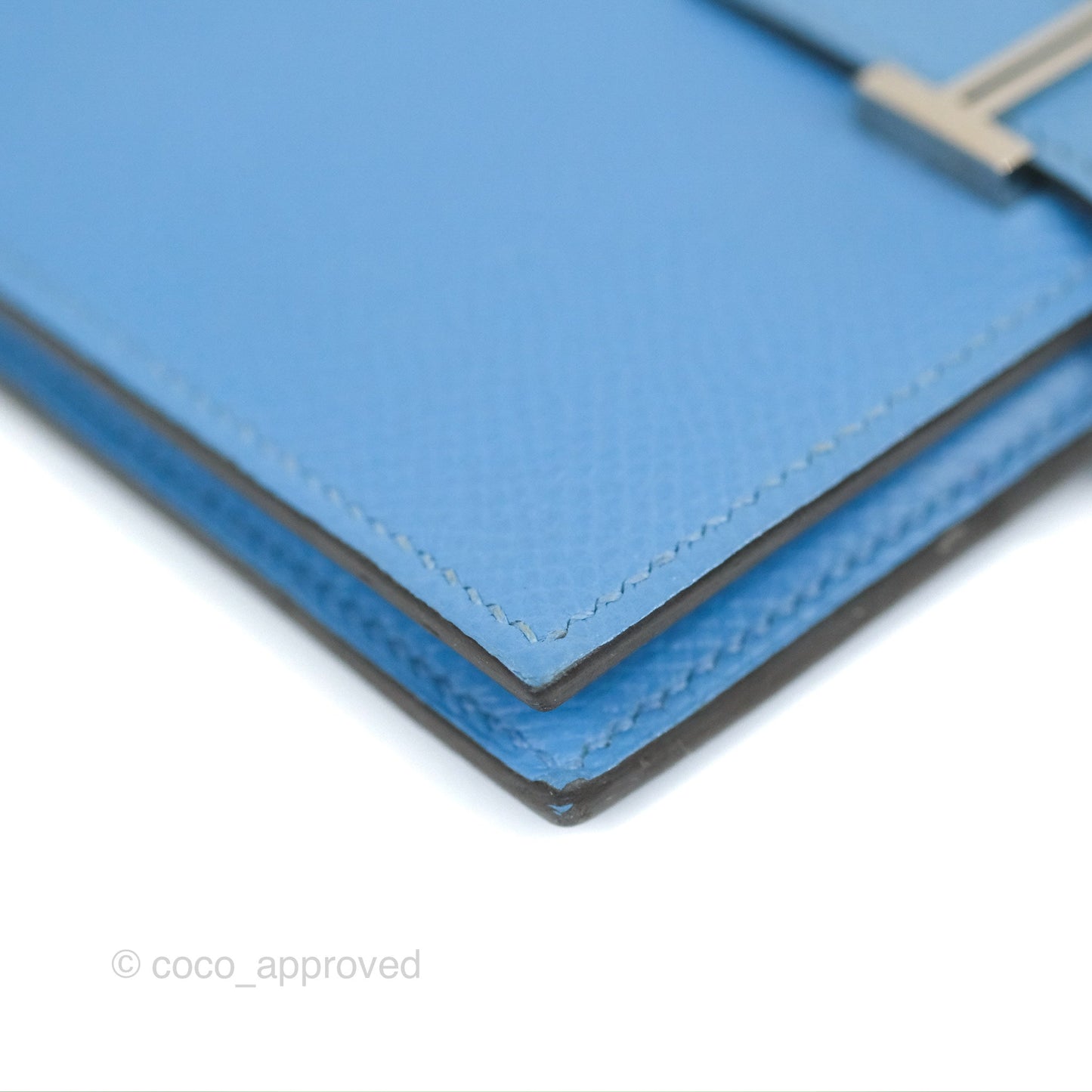 Hermes Bearn Compact Wallet Blue Epsom Palladium Hardware