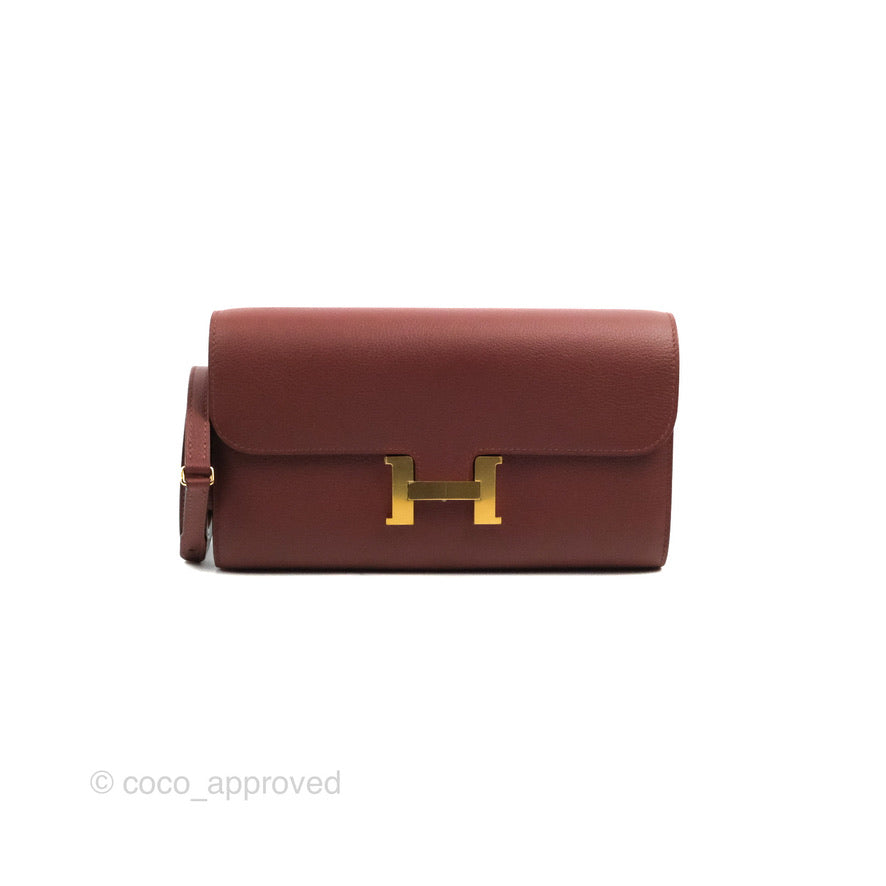 Hermès Constance Long To Go Wallet Red Rouge H Evercolor Gold Hardware