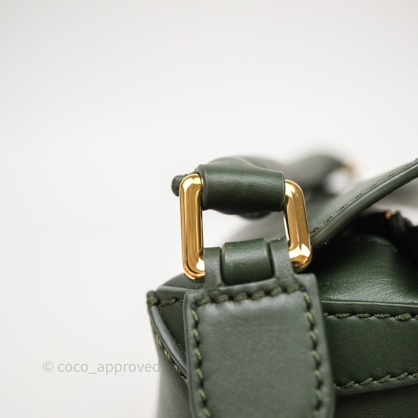 Loewe X SUNA FUJITA Mini Pandas Puzzle Bag Dark Green Calfskin Gold Hardware