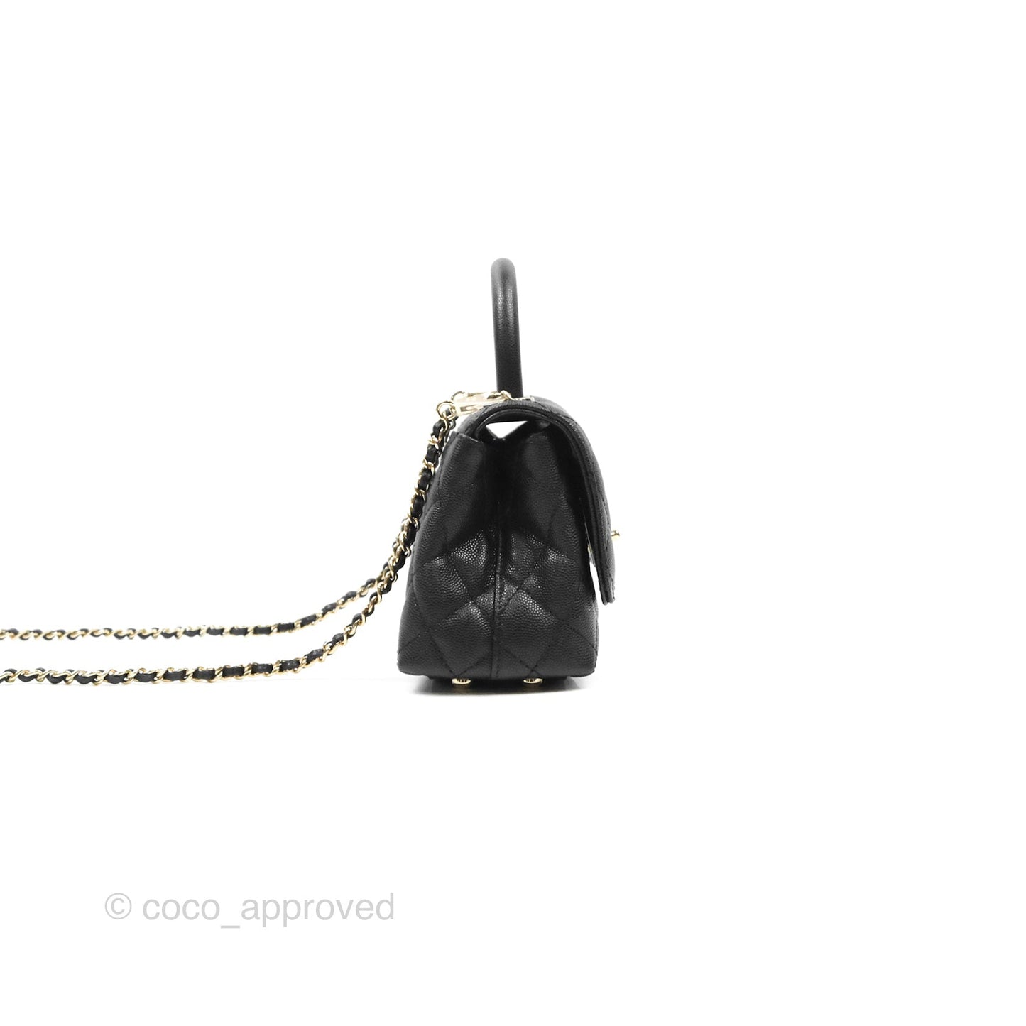 Chanel Mini Coco Handle Quilted Black Caviar Gold Hardware