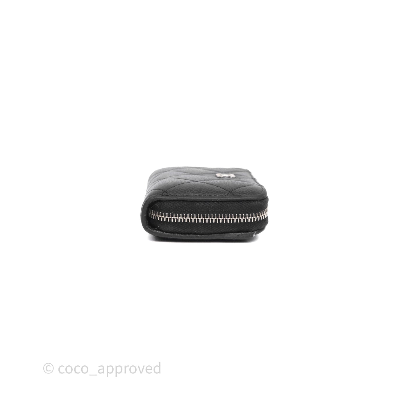 Chanel Classic Zipped Coin Purse Black Caviar Silver Hardware