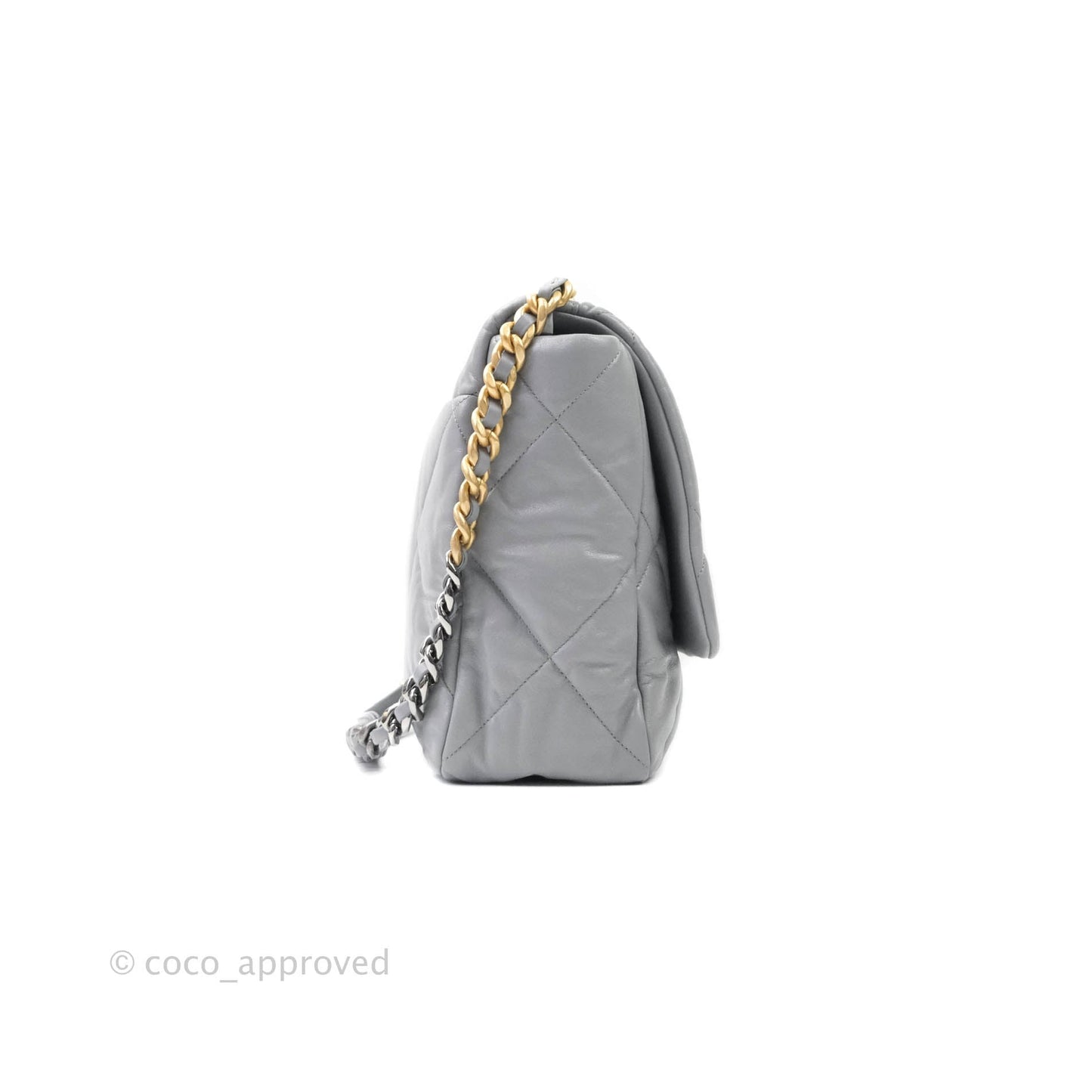 Chanel 19 Large Grey Goatskin Mixed Hardware