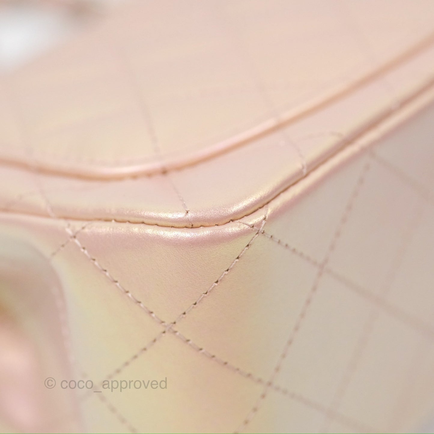 Chanel Mini Square Quilted Iridescent Pink Silver Hardware
