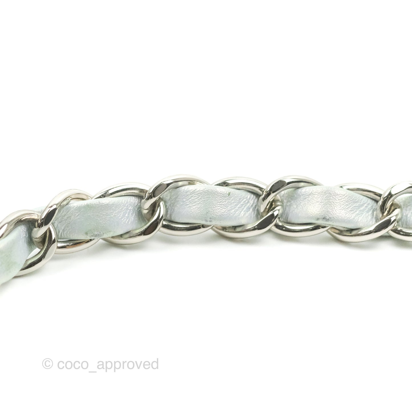 Chanel Mini Square Quilted Iridescent Icy Blue Silver Hardware
