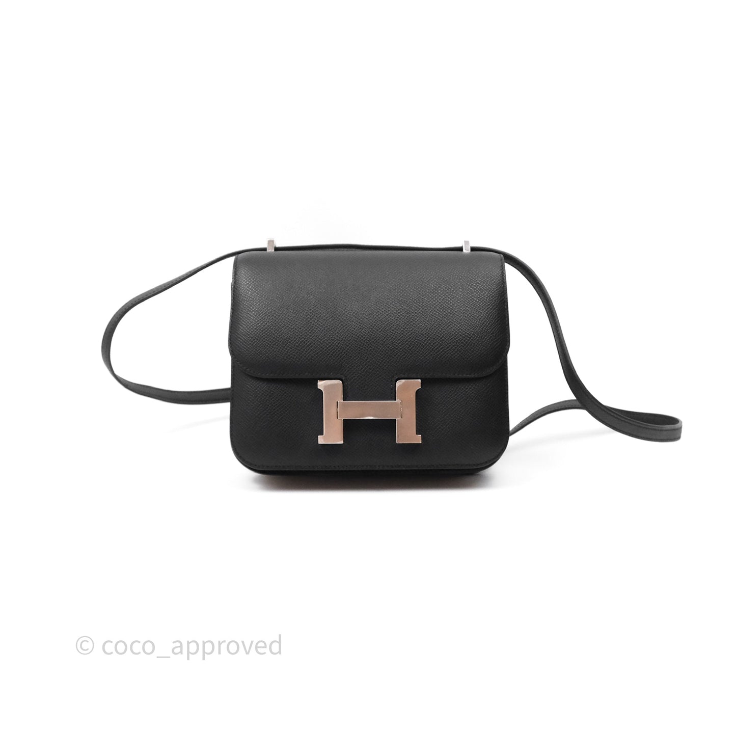 Hermès Constance Mini 18cm Mirror Noir 89 Epsom Palladium Hardware