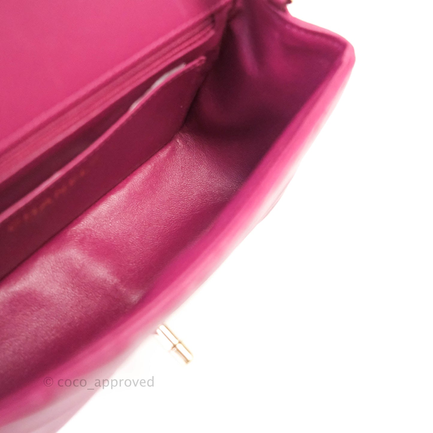 Chanel Chevron Mini Rectangular Lambskin Flap Bag Dark Pink Gold Hardware