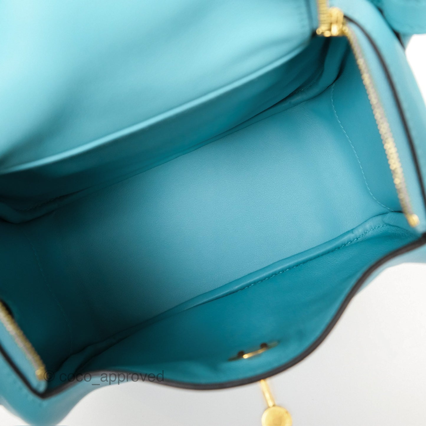 Hermès Mini Lindy 20 Bleu Atoll 3P Swift Gold Hardware