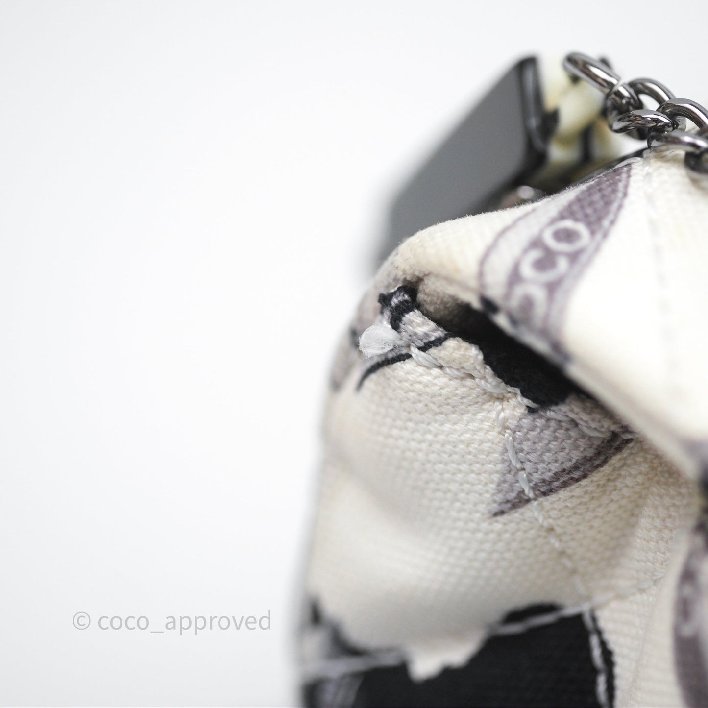 Chanel Quilted Airplane Printed Shoulder Flap Bag Canvas White