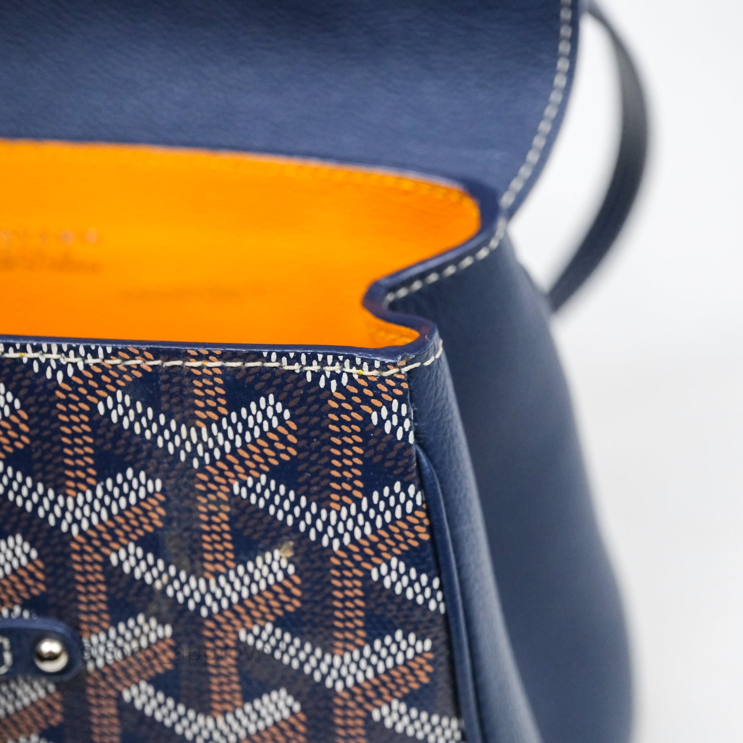 Goyard Saïgon Mini Bag Chevroches Calfskin Navy Silver Hardware