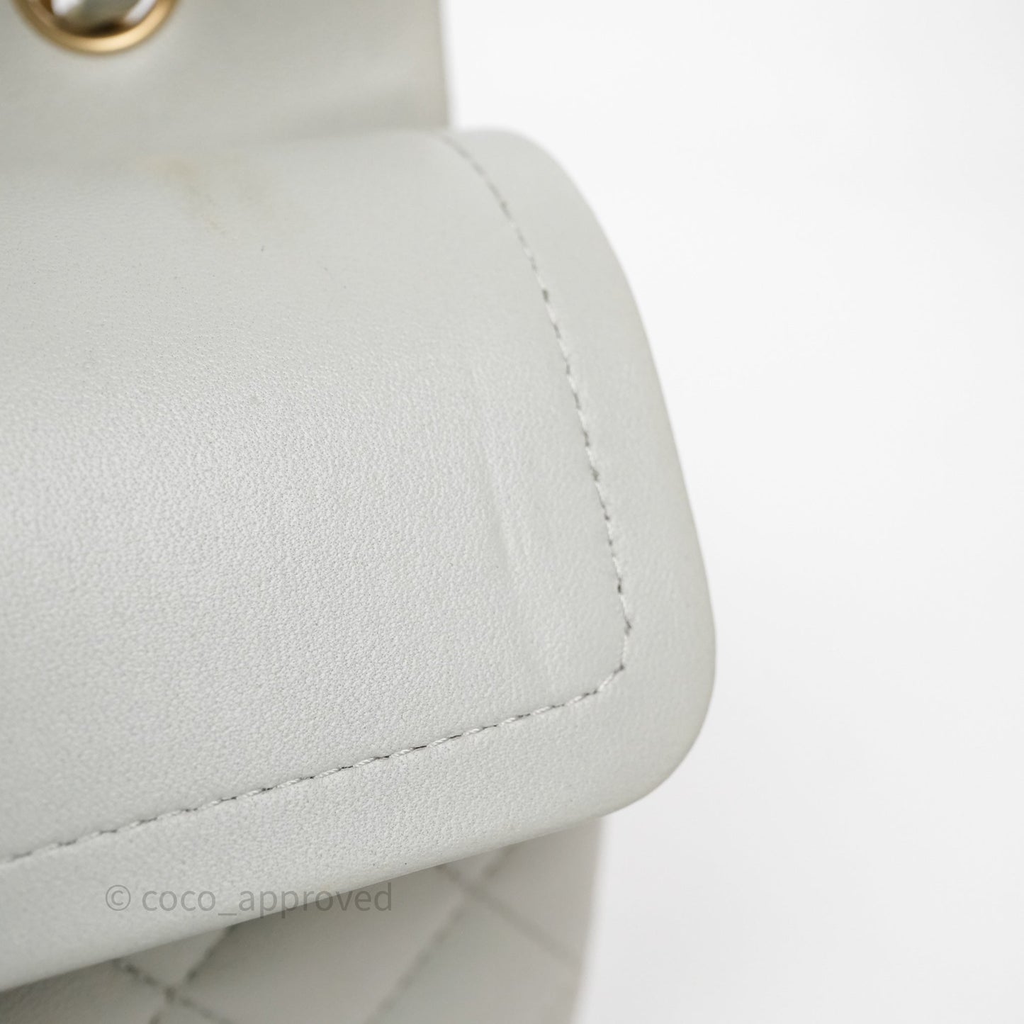 Chanel Small Classic Flap Quilted Grey Lambskin Gold Hardware
