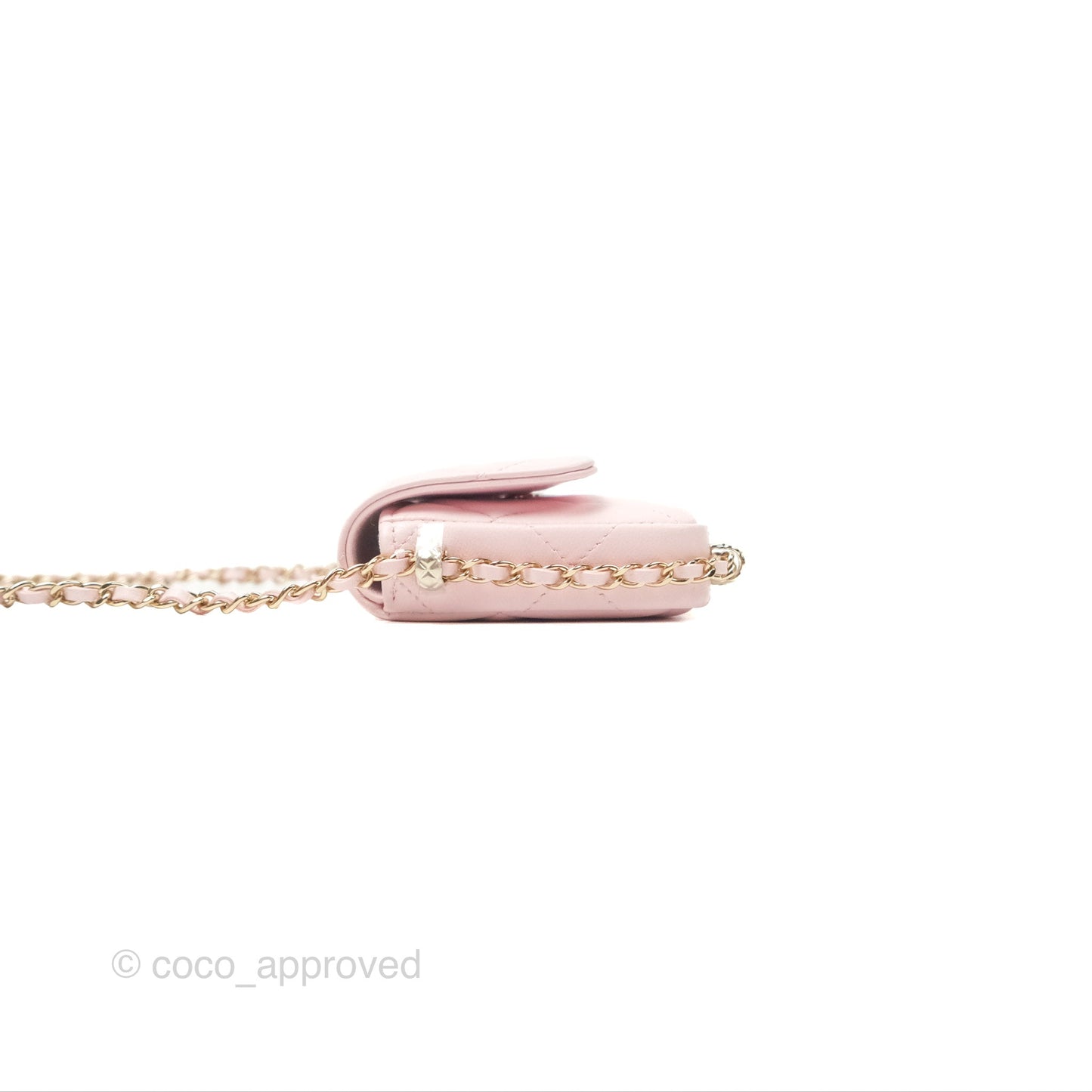 Chanel Mini Chain Around Clutch With Chain Pink Lambskin Gold Hardware