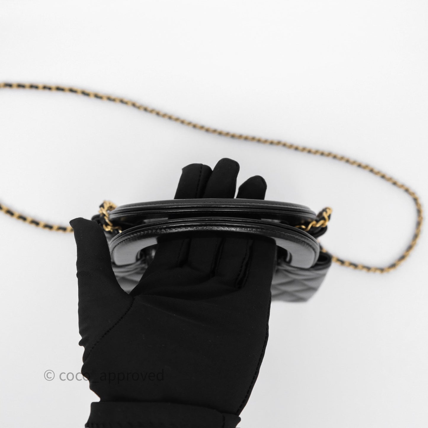 Chanel Kelly Bag Quilted Black Shiny Crumpled Calfskin Aged Gold Hardware