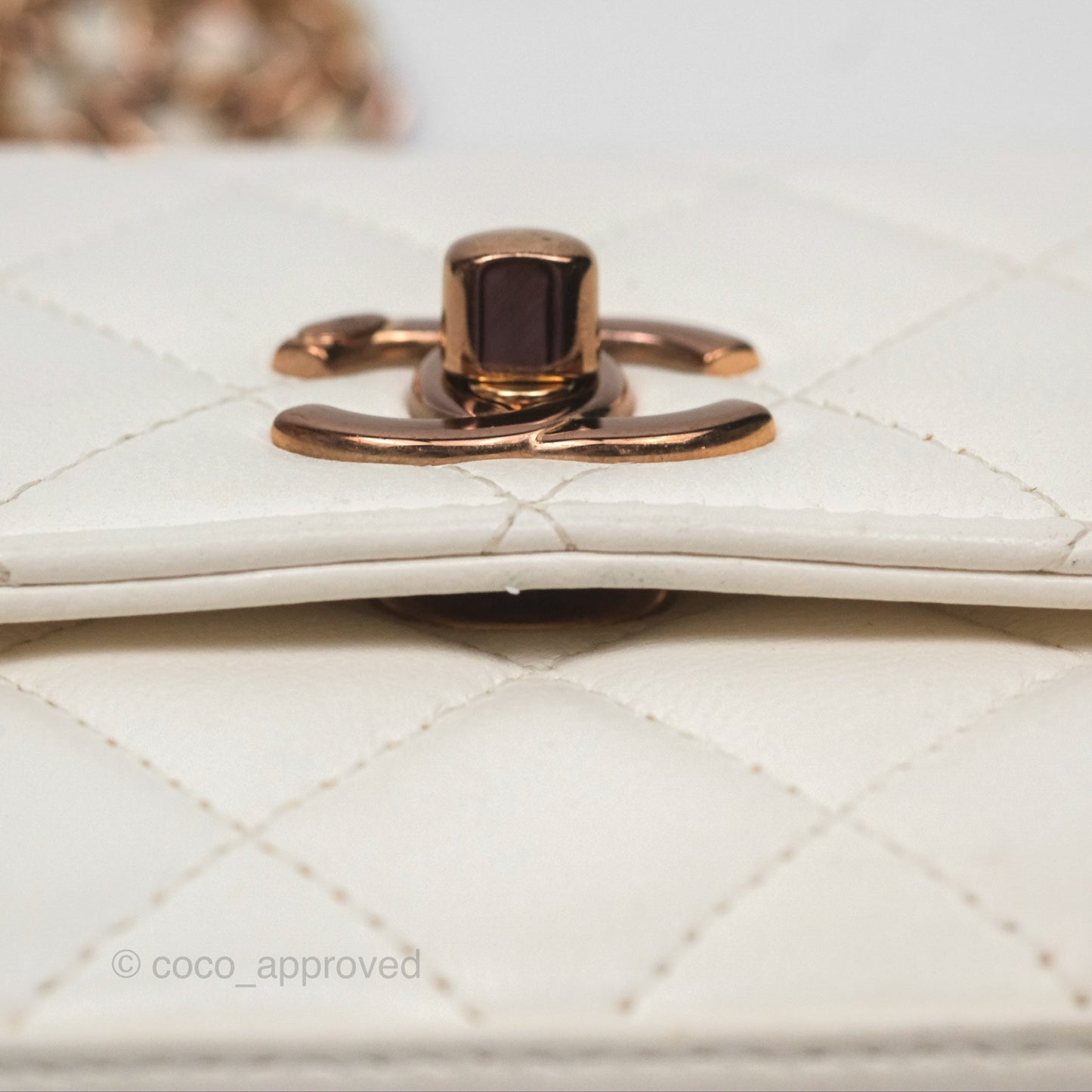 Chanel Mini Quilted Trendy CC Clutch With Chain White Lambskin Rose Gold Hardware