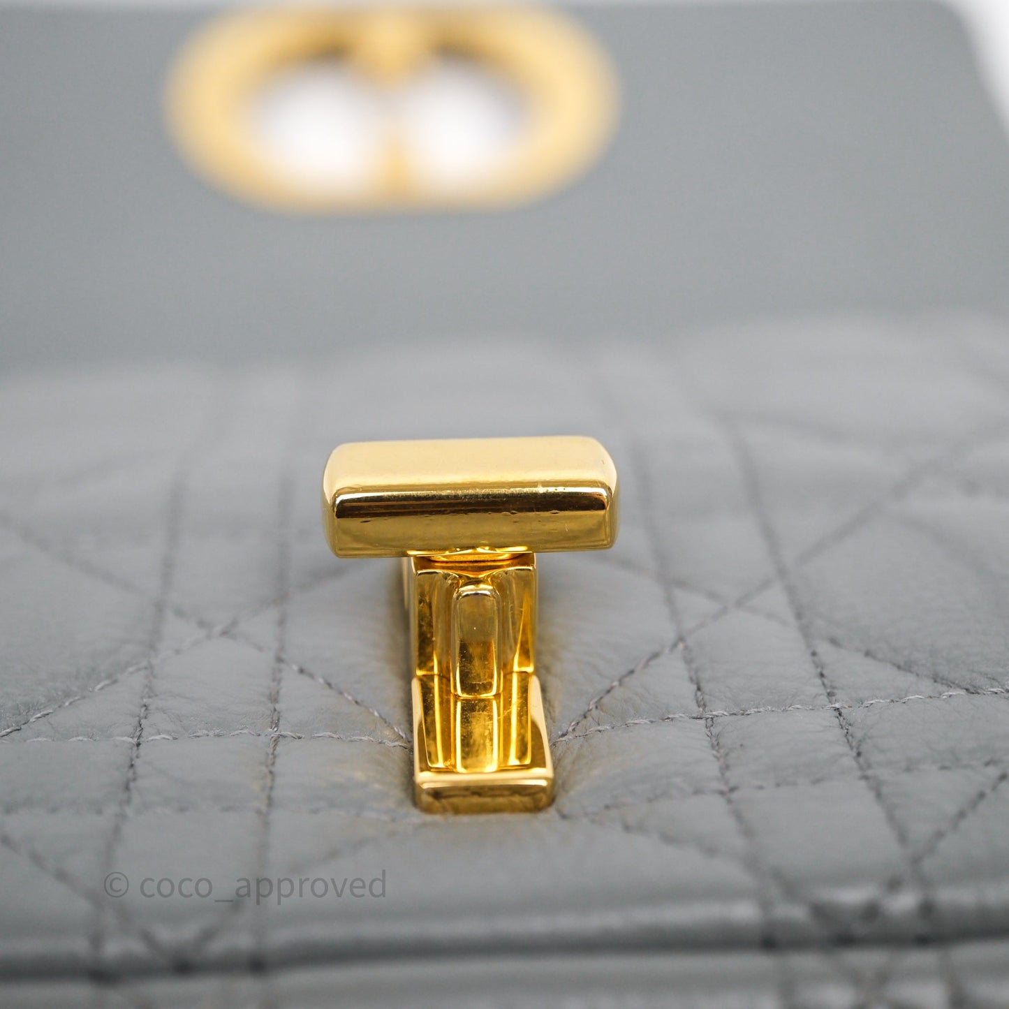 Christian Dior Caro Bag Medium Stone Grey Cannage Calfskin Gold Hardware