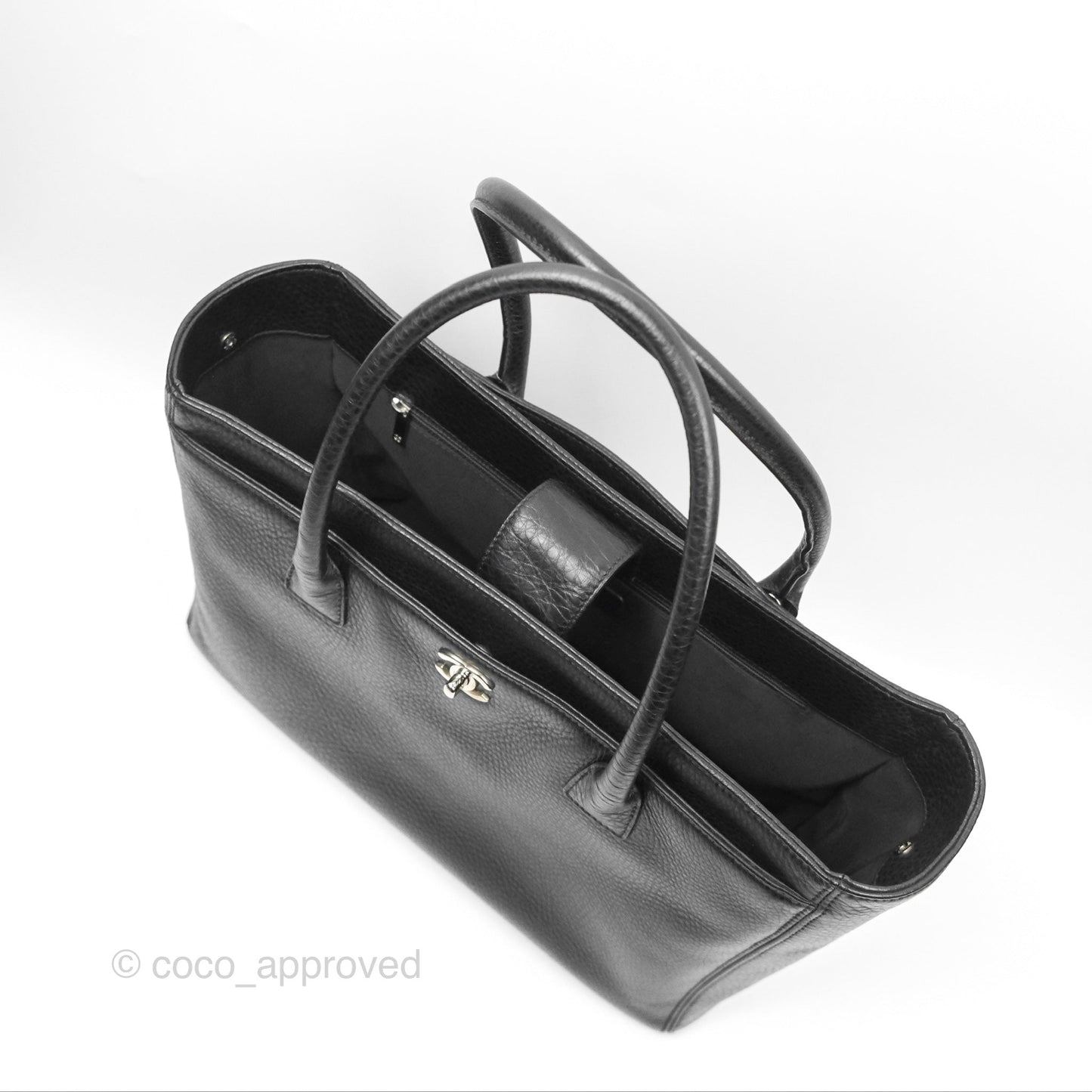 Chanel Executive Tote Bag Black Grained Calfskin Silver Hardware
