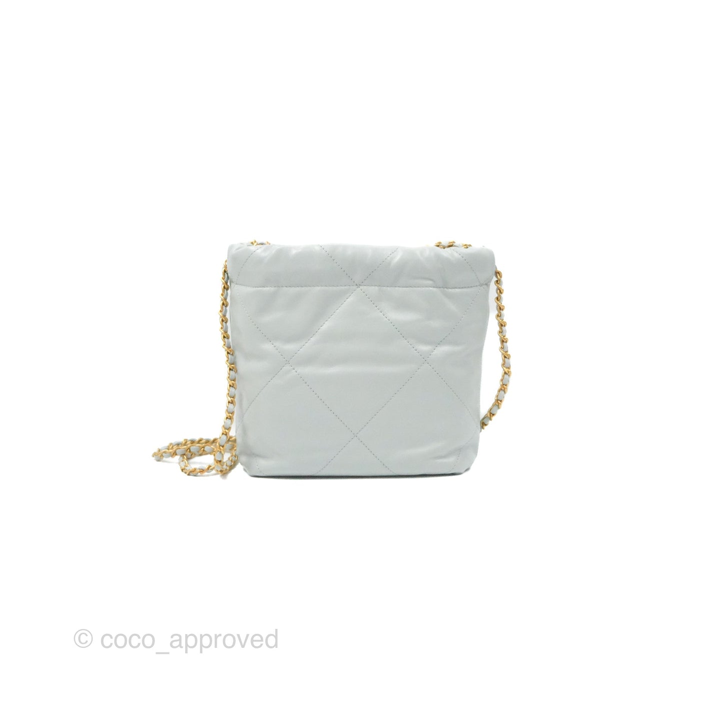 Chanel 22 Mini Bag Light Blue Grey Shiny Calfskin