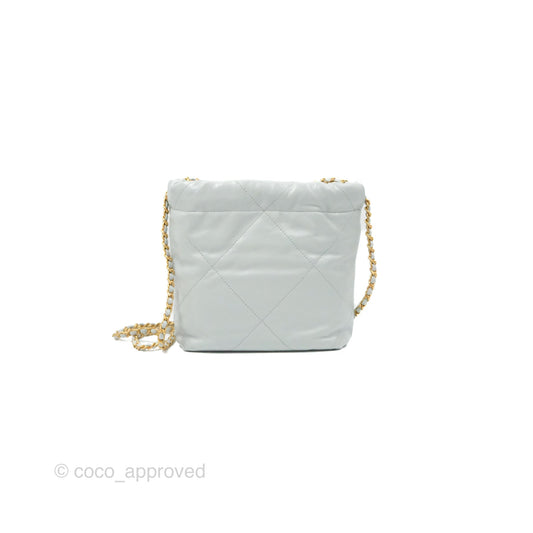 Chanel 22 Mini Bag Light Blue Grey Shiny Calfskin
