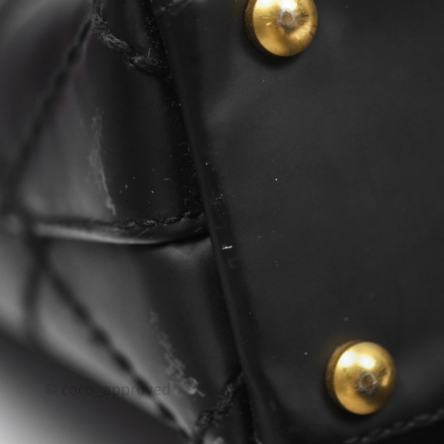 Chanel Vintage Quilted CC Tote Bag Matte Black Calfskin Gold Hardware