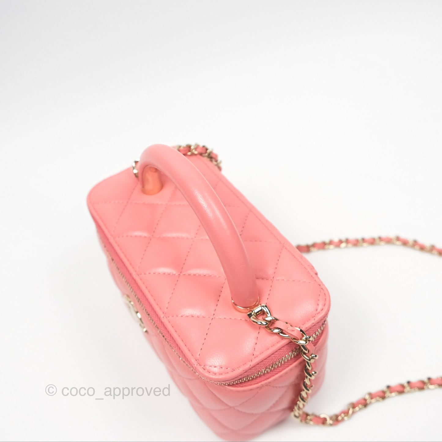 Chanel Vanity Rectangular Top Handle Pink Lambskin Gold Hardware