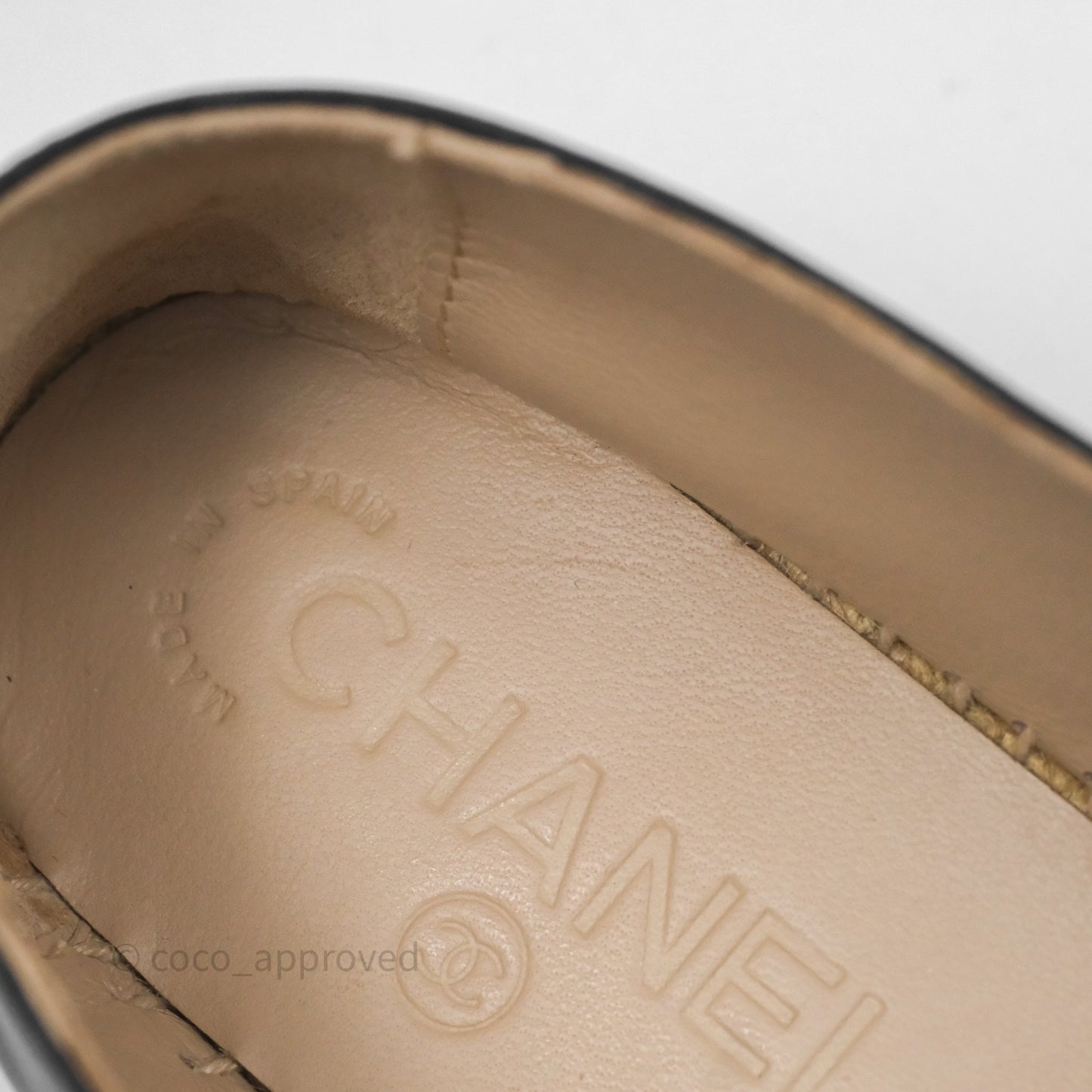 Chanel Espadrille Black Leather Size 38