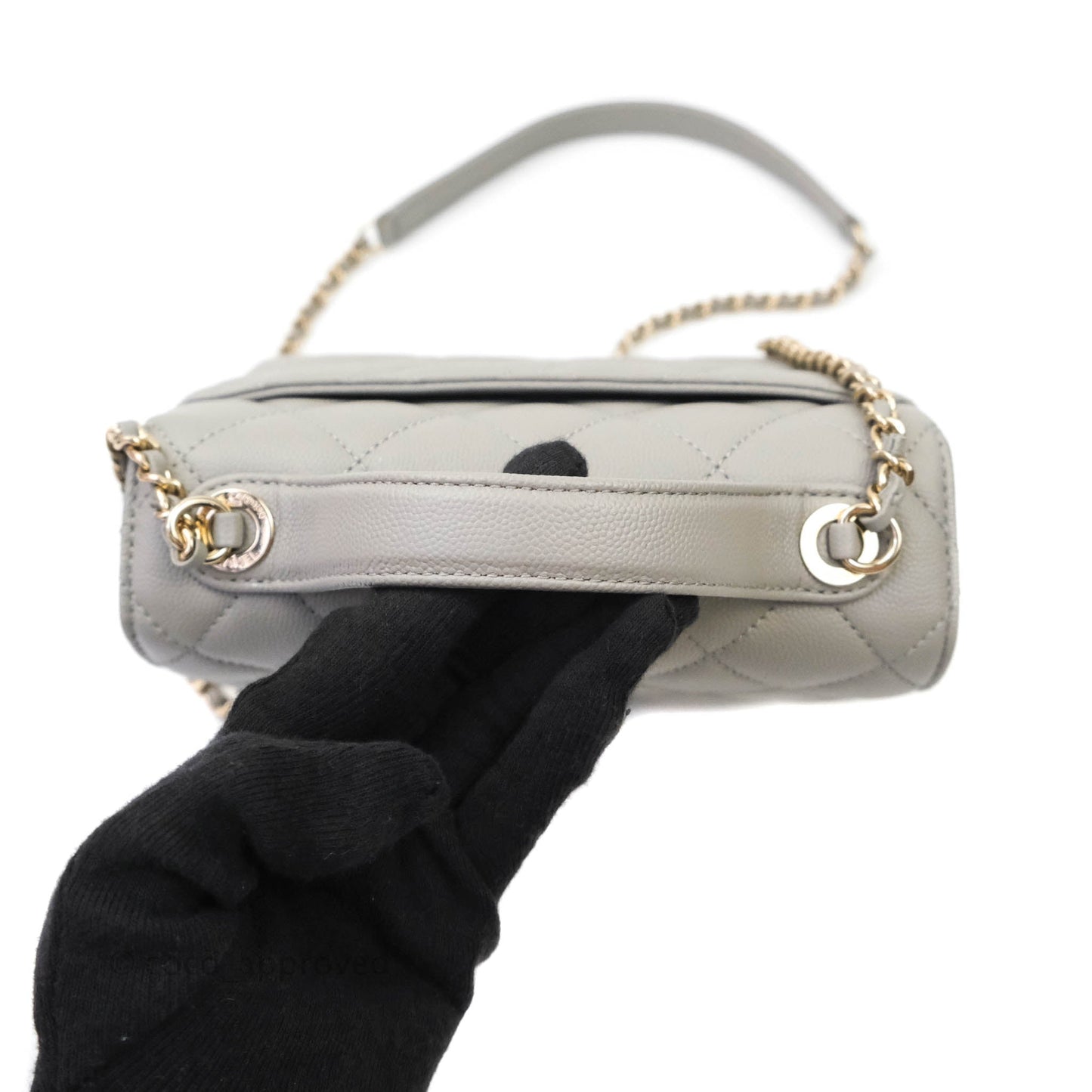 Chanel Quilted Small Business Affinity Flap Grey Caviar Gold Hardware