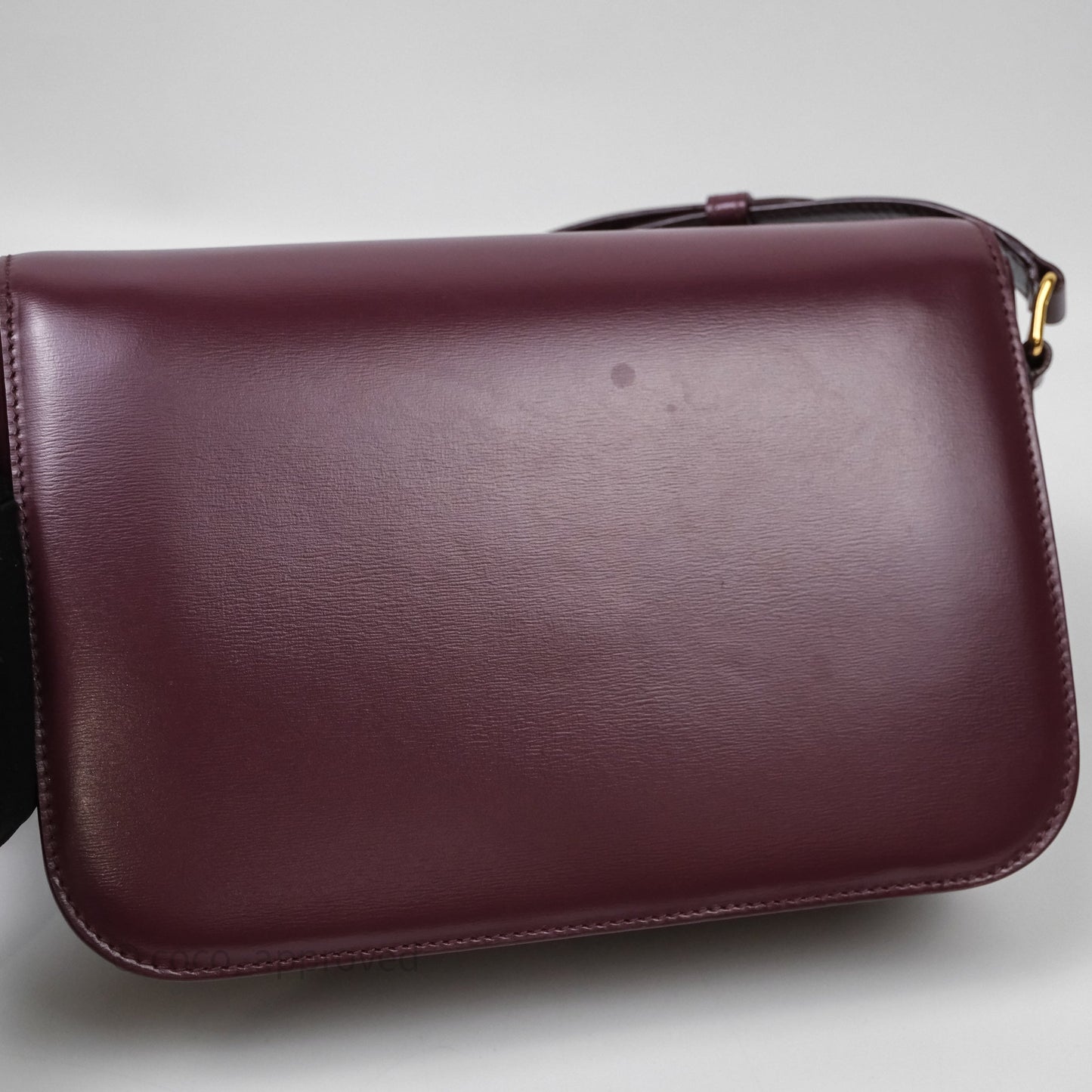 Celine Medium Triomphe Acai Burgundy Shiny Calfskin Gold Hardware