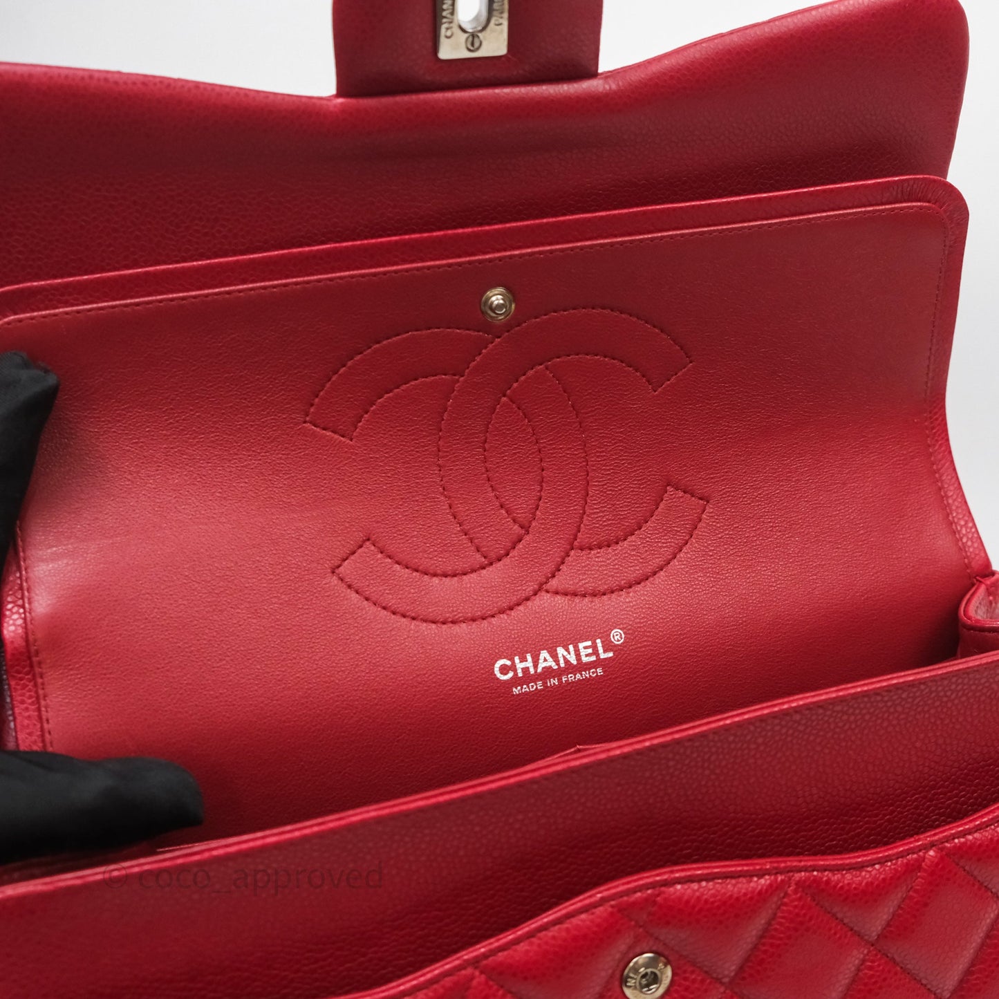 Chanel Jumbo Double Flap Red Caviar Silver Hardware⁣⁣