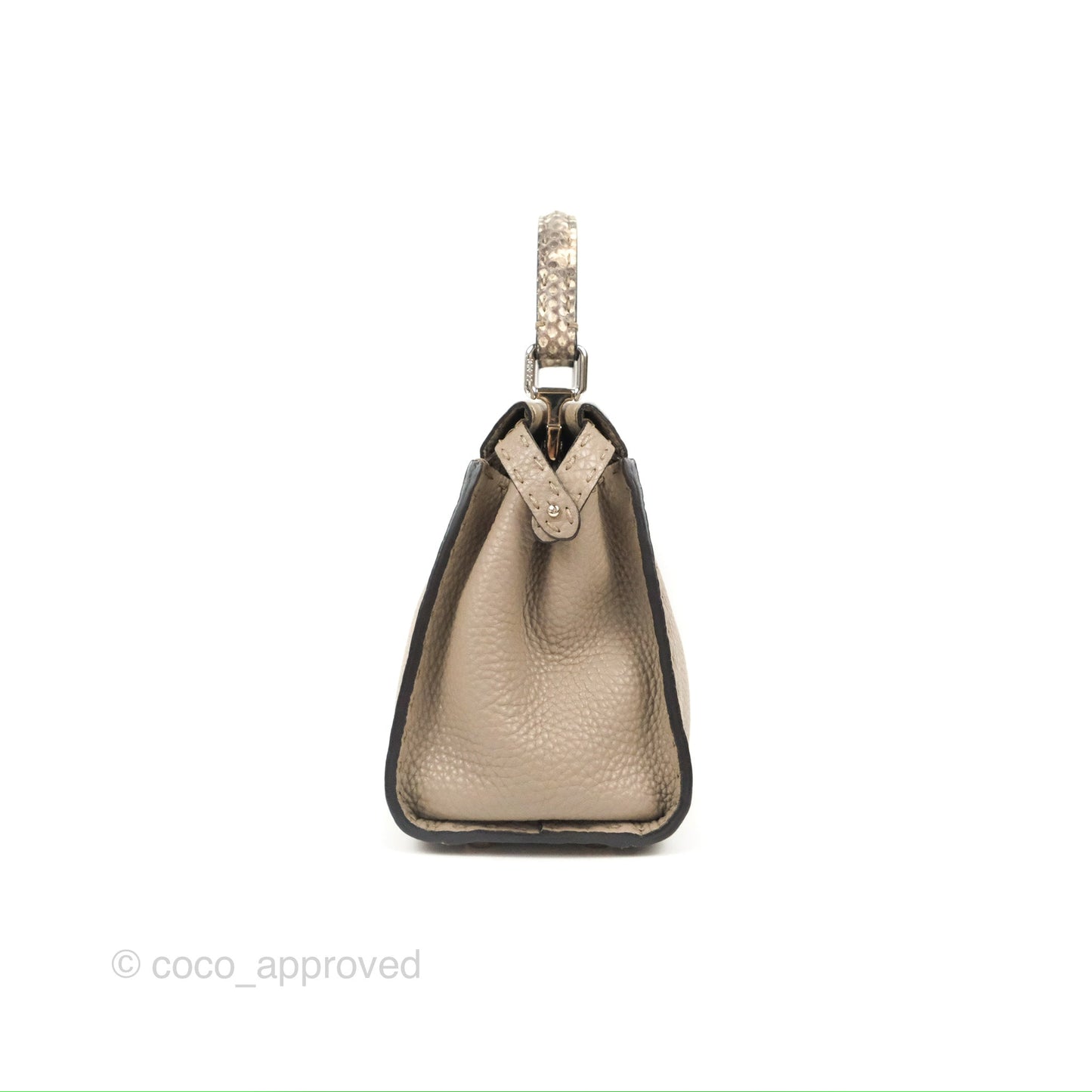 Fendi Mini Peekaboo Dove Grey Selleria Bag Cuoio Romano Python