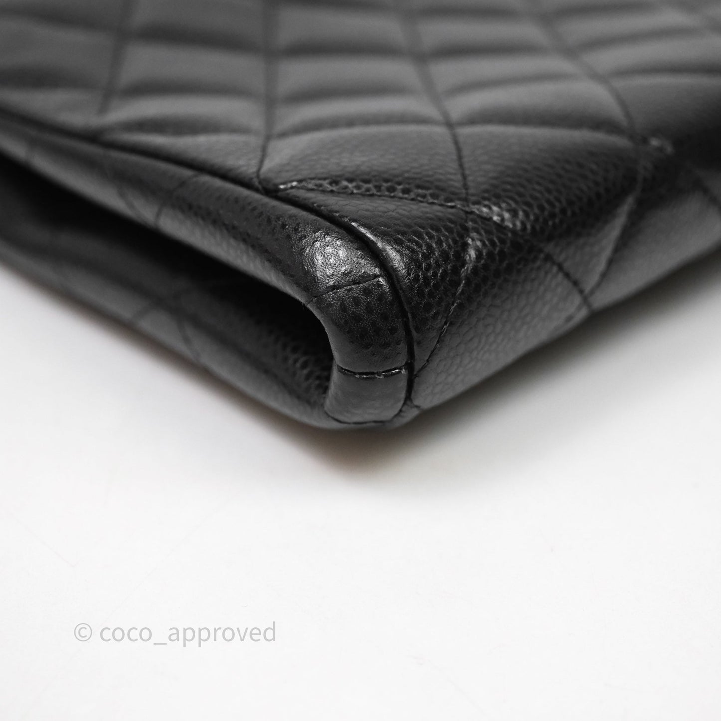 Chanel Quilted Clutch with Chain Black Caviar Silver Hardware