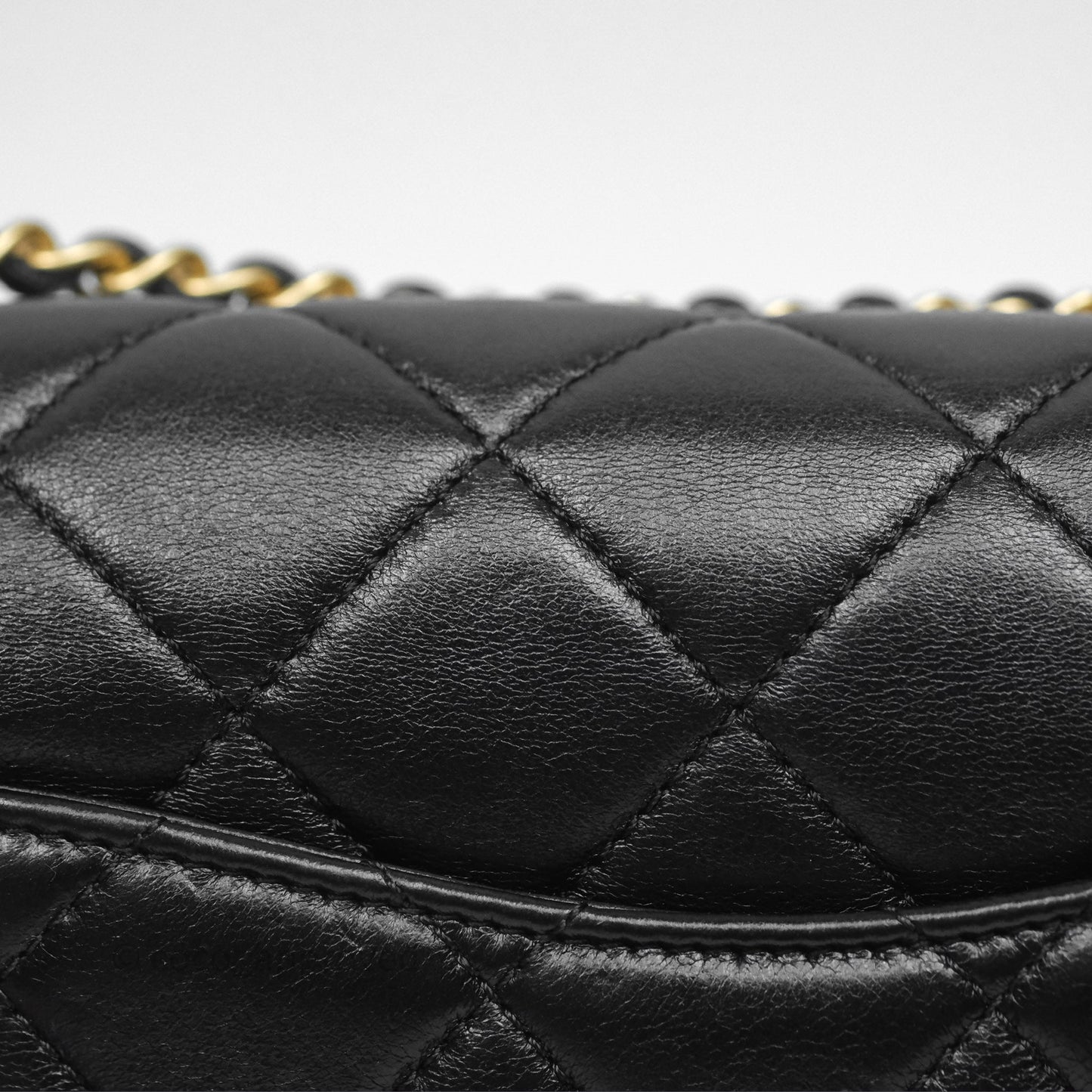 Chanel Flap Bag Black Lambskin Aged Gold Hardware 24P