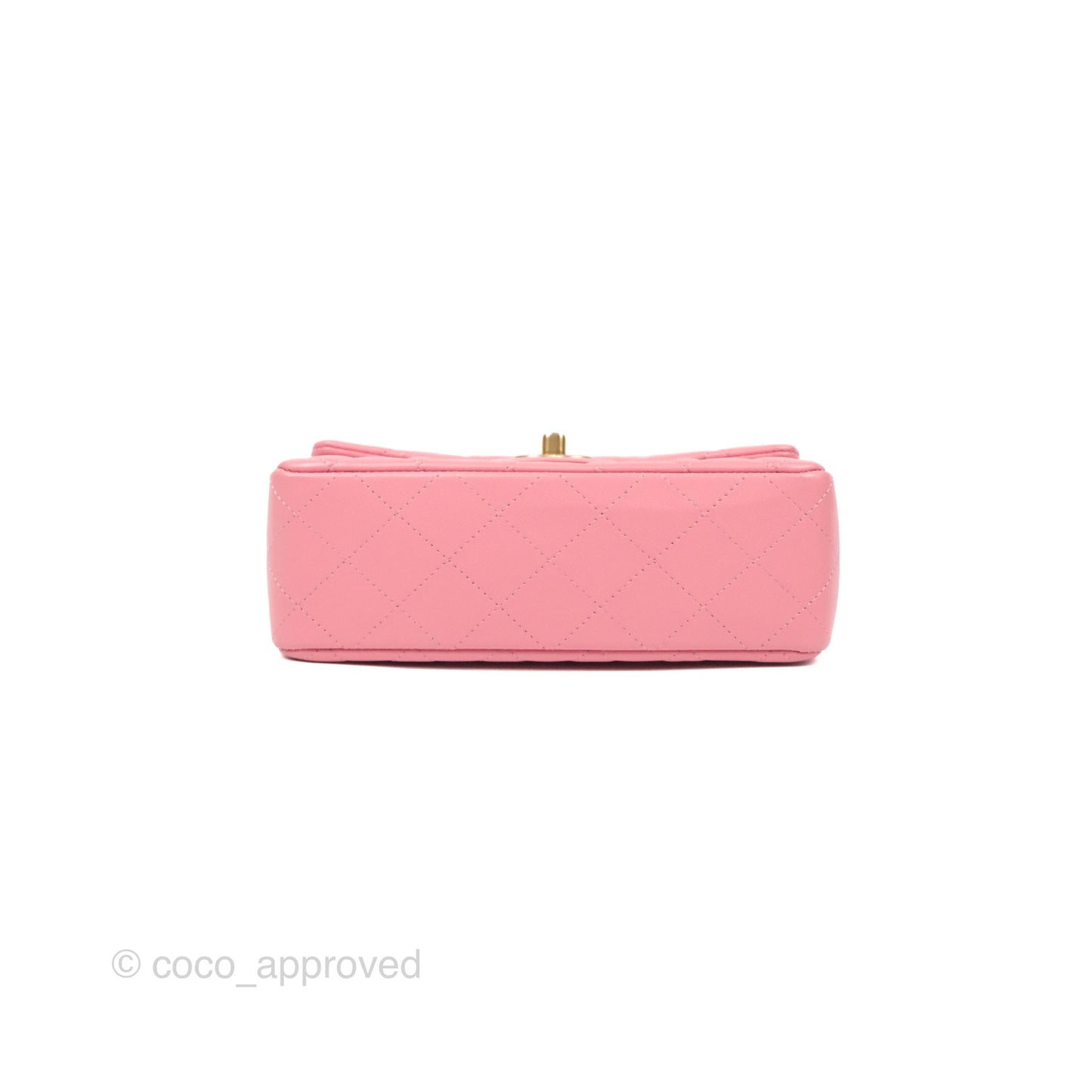 Chanel Quilted Mini Rectangular Flap Pink Lambskin Aged Gold Hardware