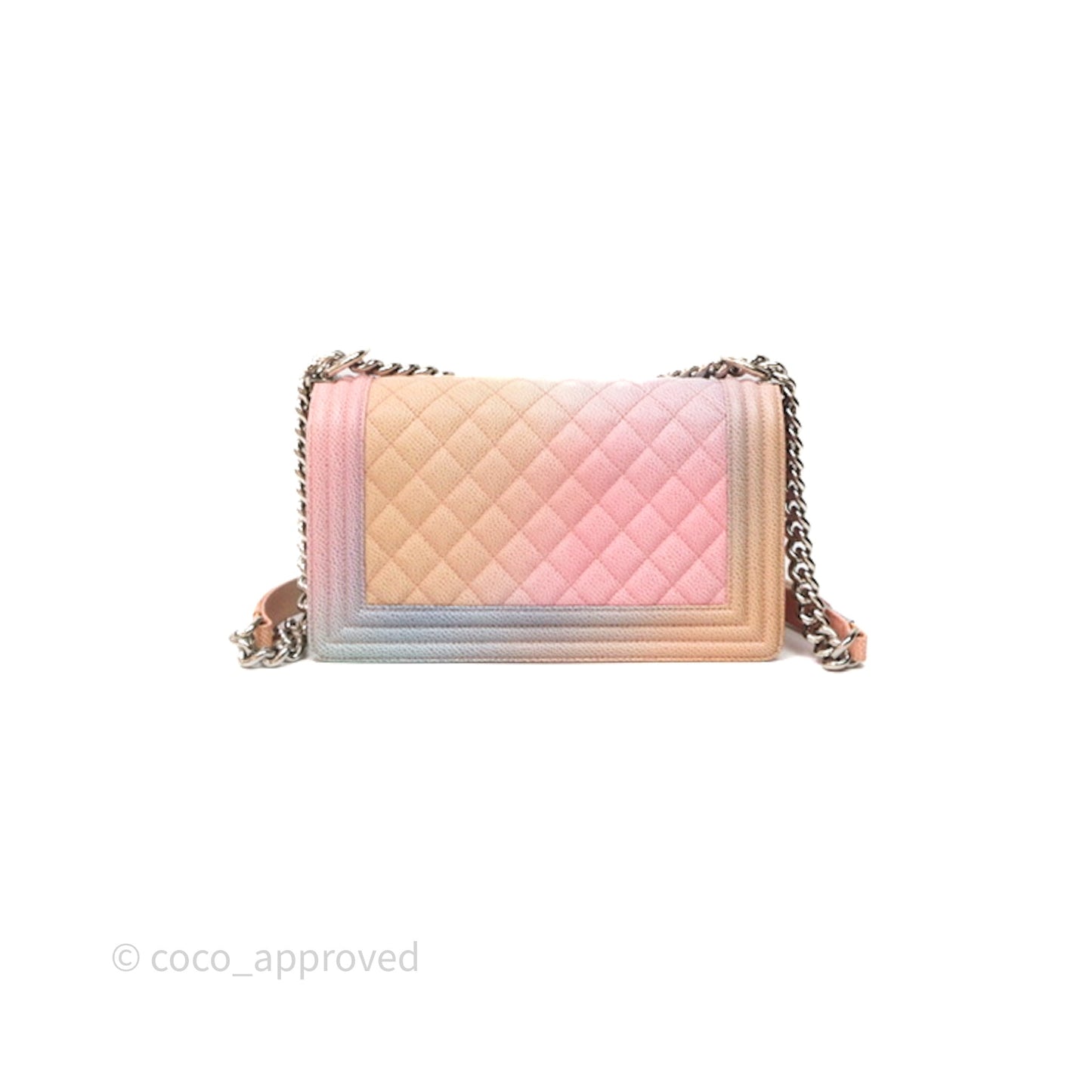 Chanel Medium Boy Quilted Rainbow Caviar Silver Hardware