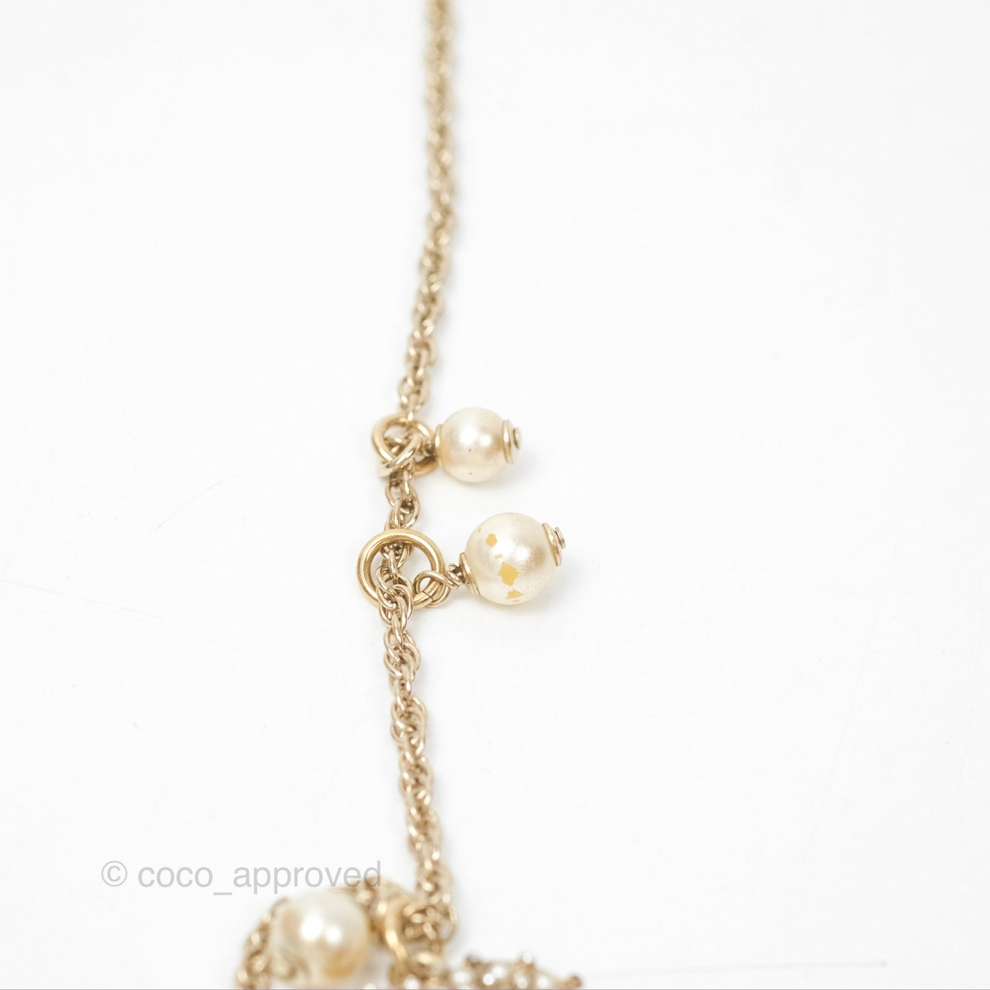 Chanel CC Crystal Pearl Chain Bracelet Gold Tone 19C