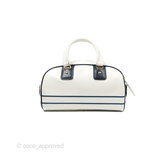 Dior Small Dior Vibe Zip Bowling Bag White Navy