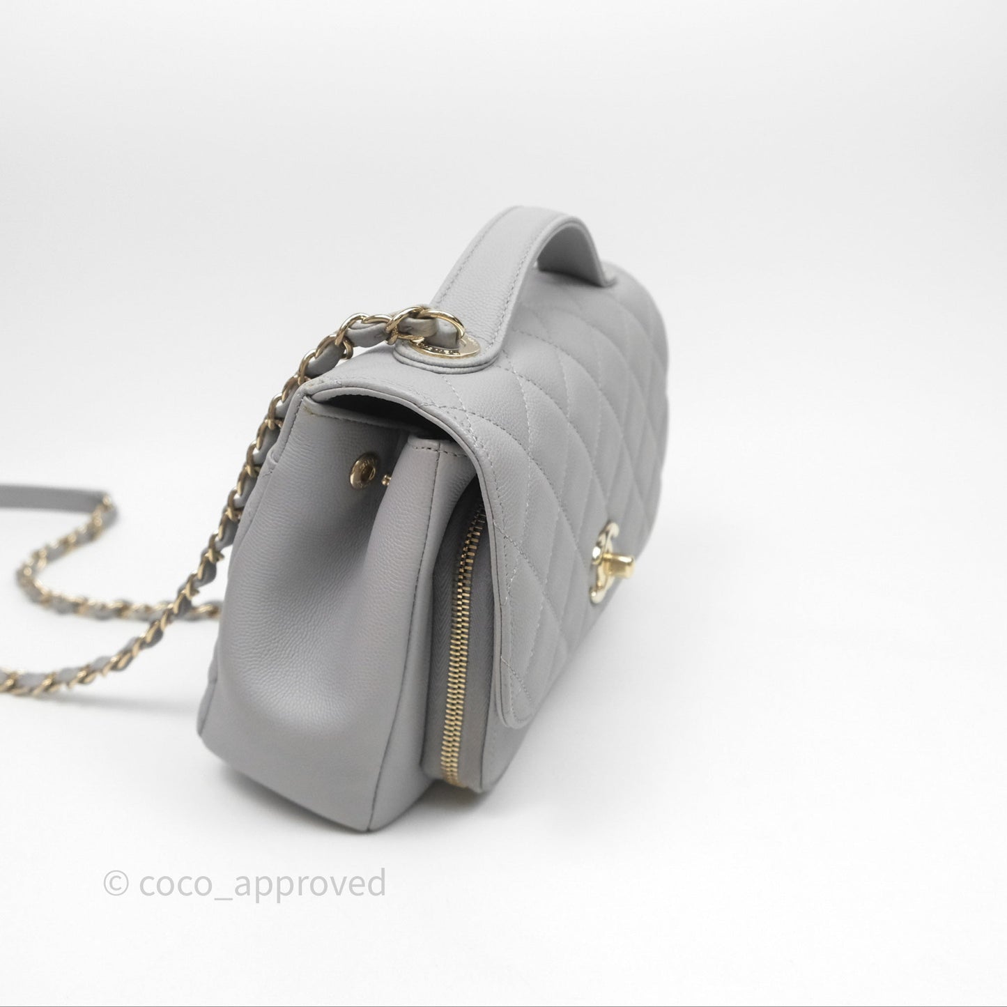 Chanel Quilted Medium Business Affinity Flap Grey Caviar Gold Hardware