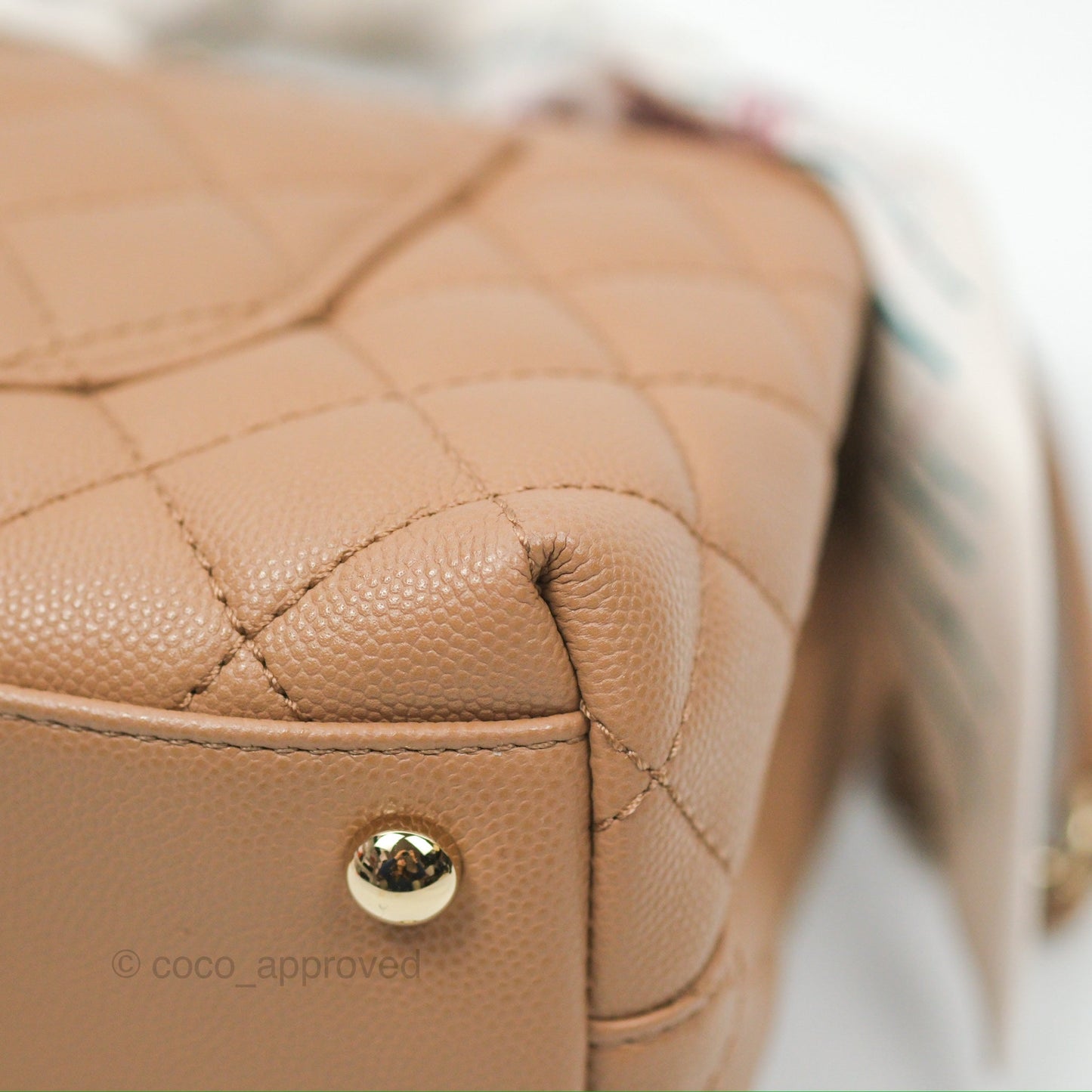 Chanel Small Coco Handle Quilted Beige Caviar Gold Hardware