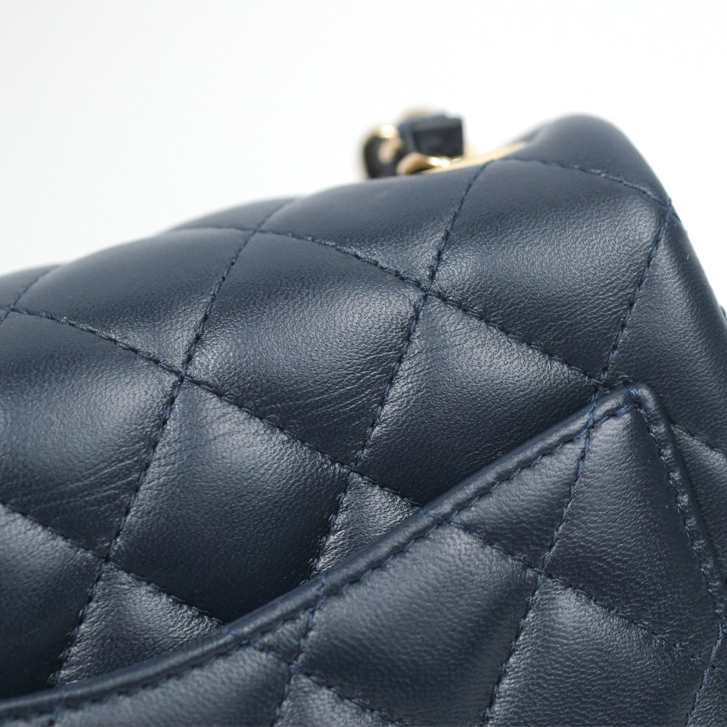 Chanel Mini Square Quilted Navy Lambskin Gold Hardware