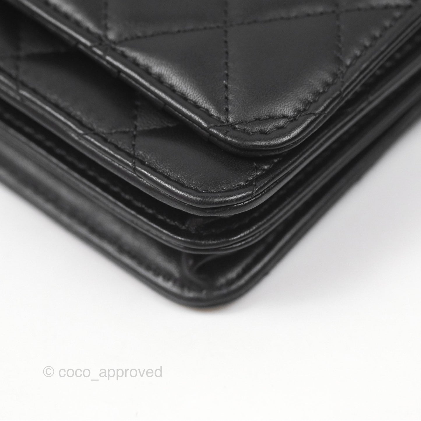 Chanel Quilted Mini Wallet on Chain WOC Black Lambskin Silver Hardware