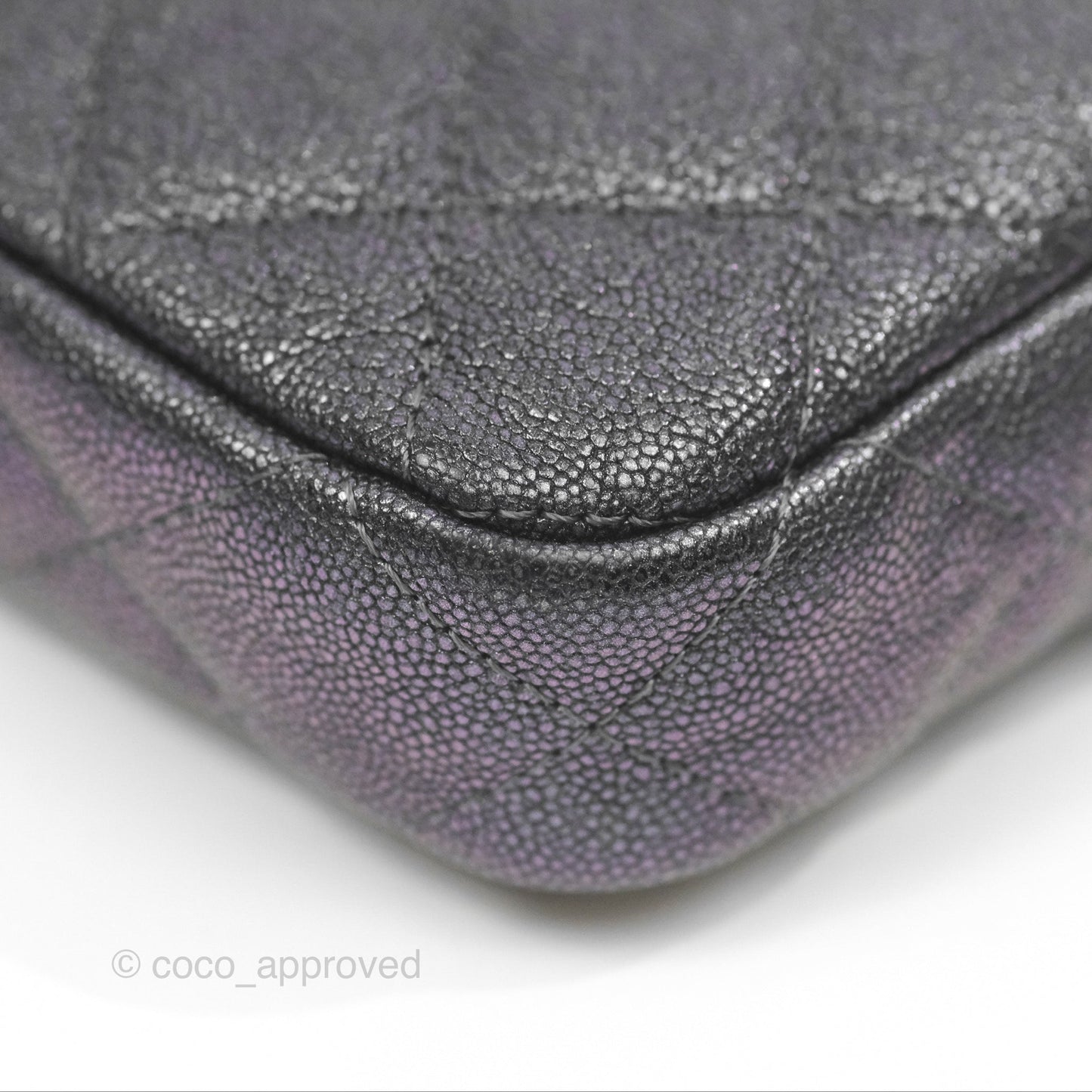 Chanel Quilted Zip Clutch With Chain Iridescent Dark Grey Caviar Gold Hardware