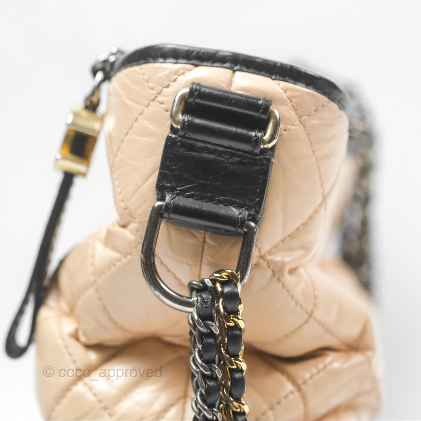 Chanel Large Gabrielle Hobo Black Beige Aged Calfskin Mixed Hardware