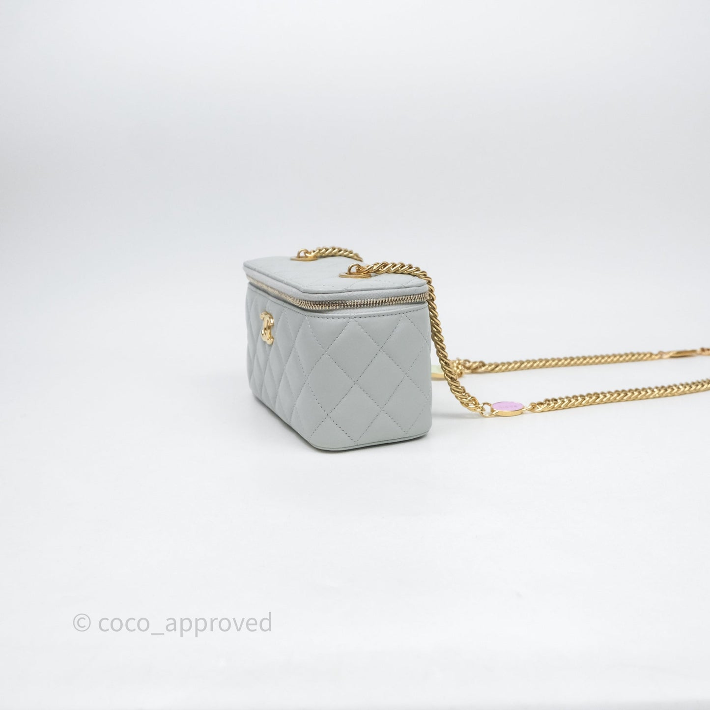 Chanel Coco Chain Vanity Blue Lambskin Gold Hardware
