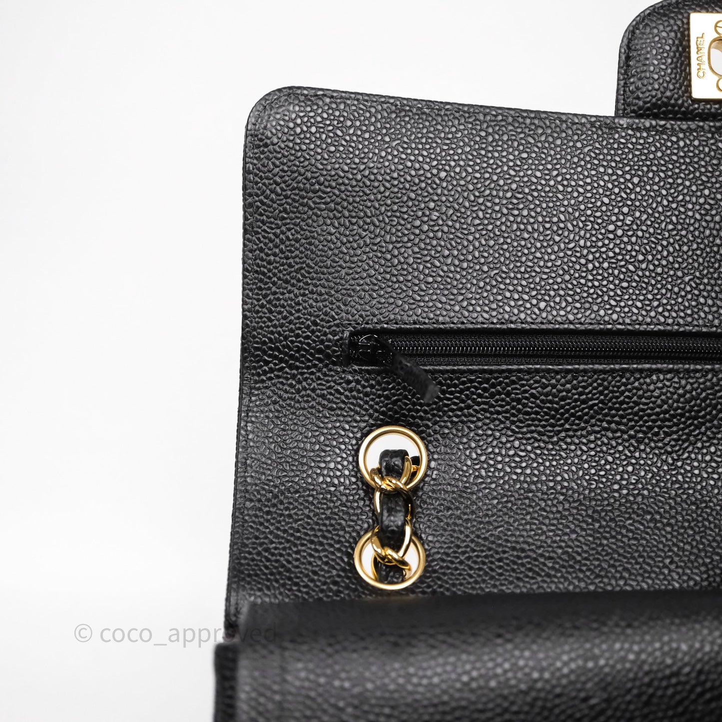 Chanel Classic M/L Medium Flap Quilted Black Caviar Gold Hardware