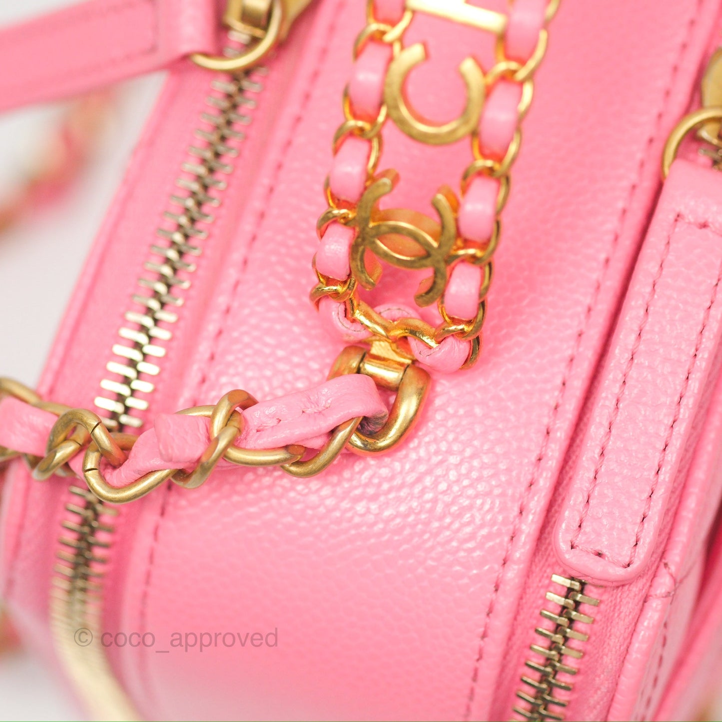 Chanel Caviar Quilted Pick Me Up Small Vanity Case Hot Pink