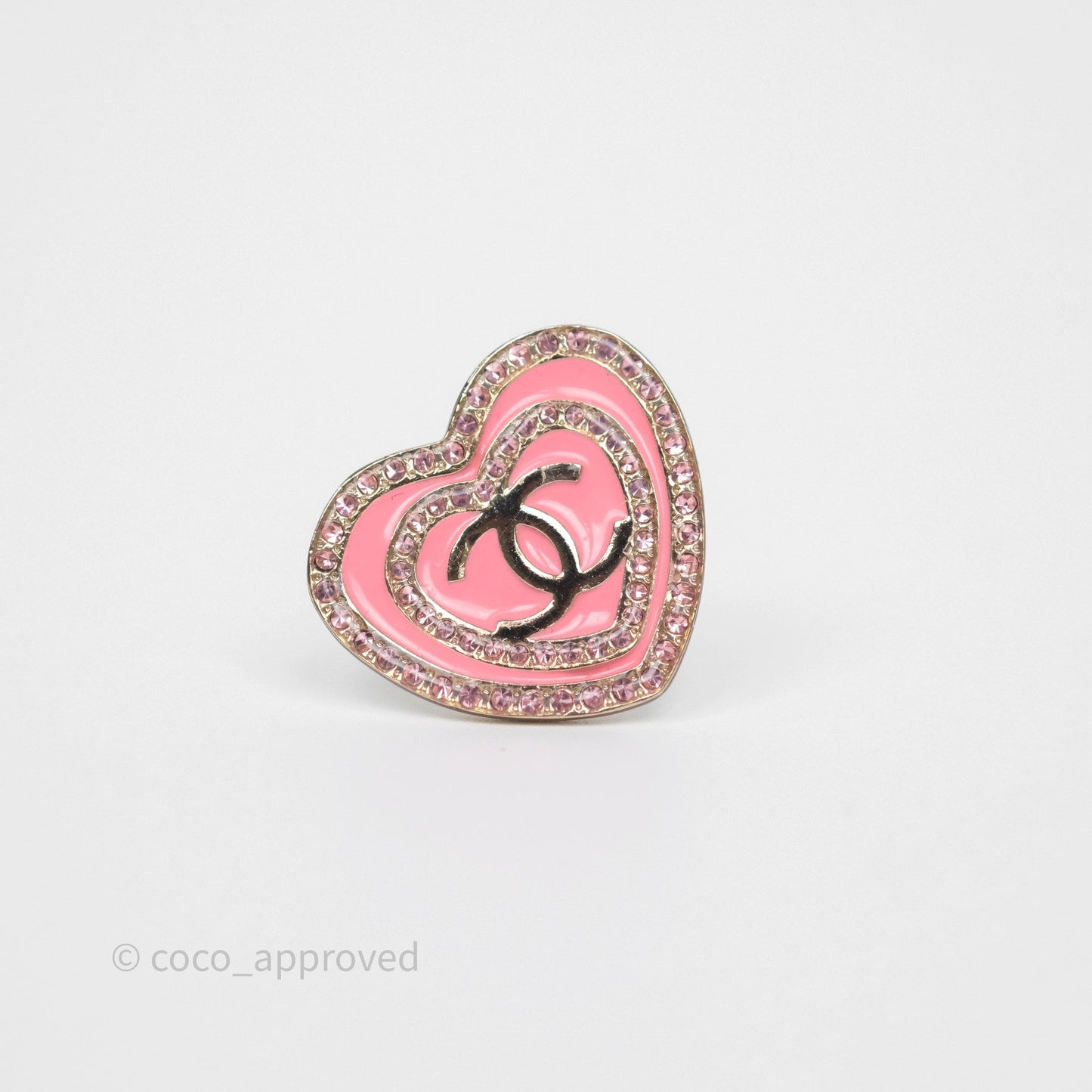 Chanel CC Heart Earrings Pink Crystals Gold Tone 24S