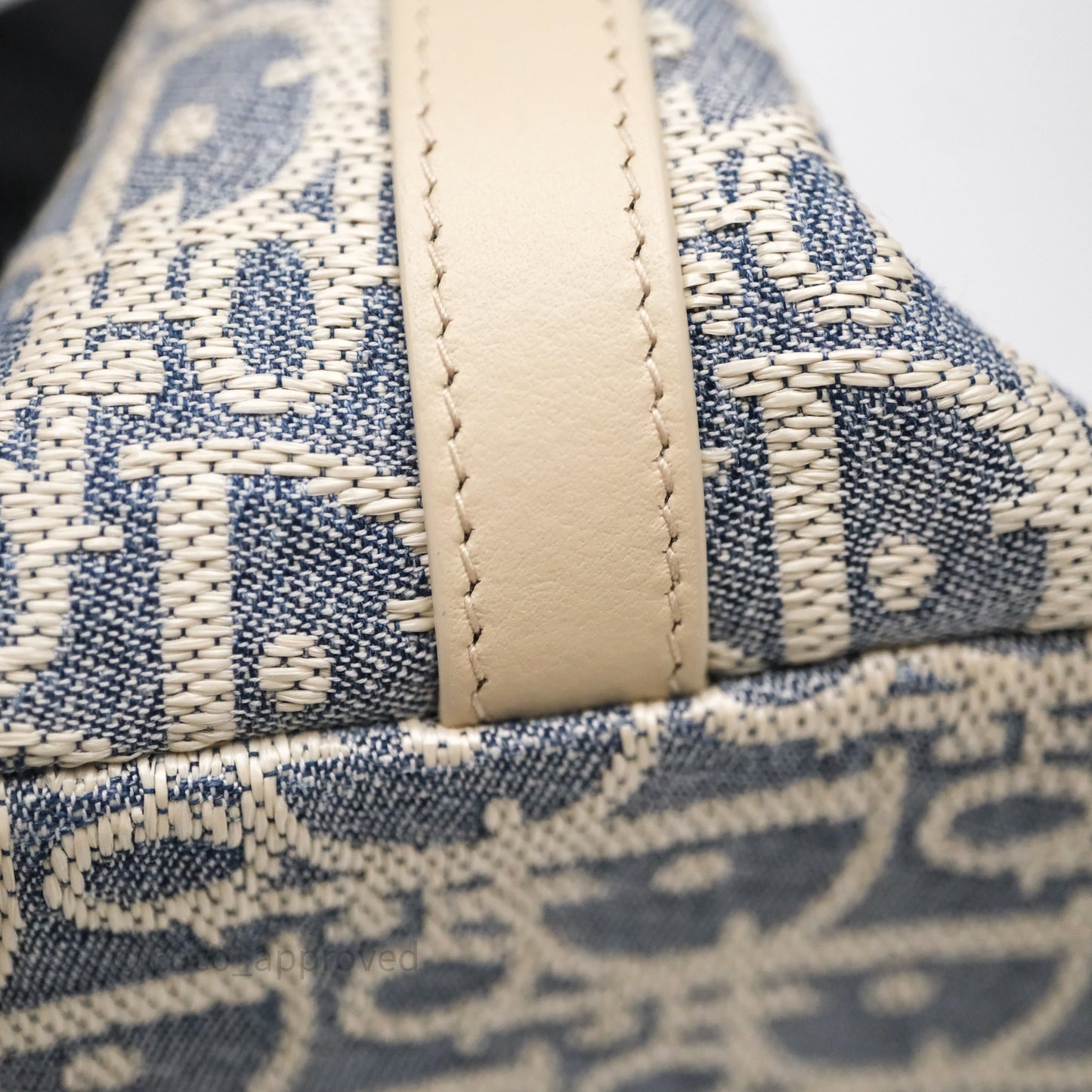 Christian Dior Diorstar Hobo Bag with Chain Blue Dior Oblique Chambray with Raffia Effect
