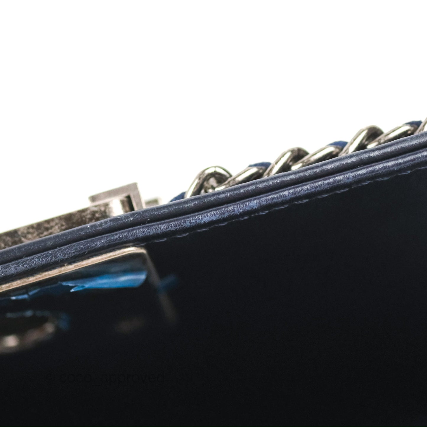 Chanel Small Chain Around Boy Dark Navy Glazed Calfskin Ruthenium Hardware
