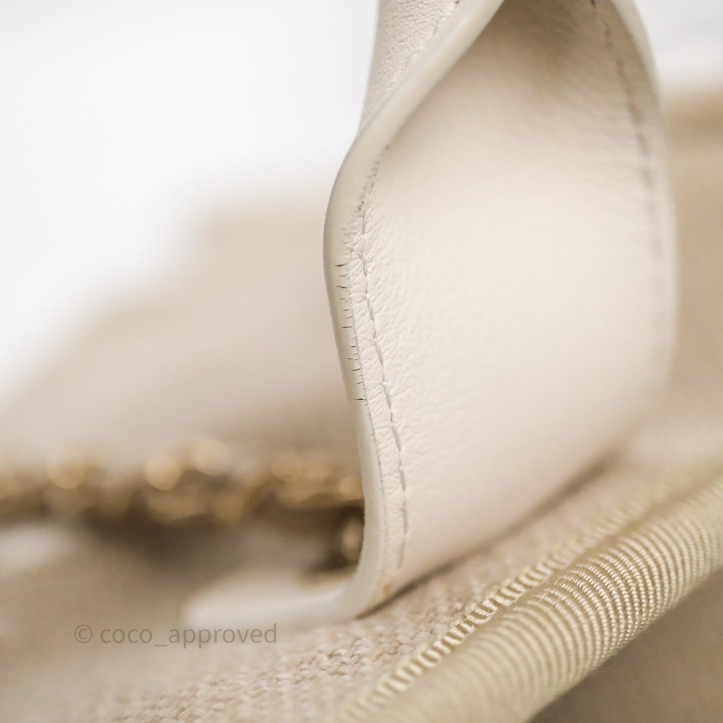 Chanel New Small Deauville Tote Beige Canvas Gold Hardware
