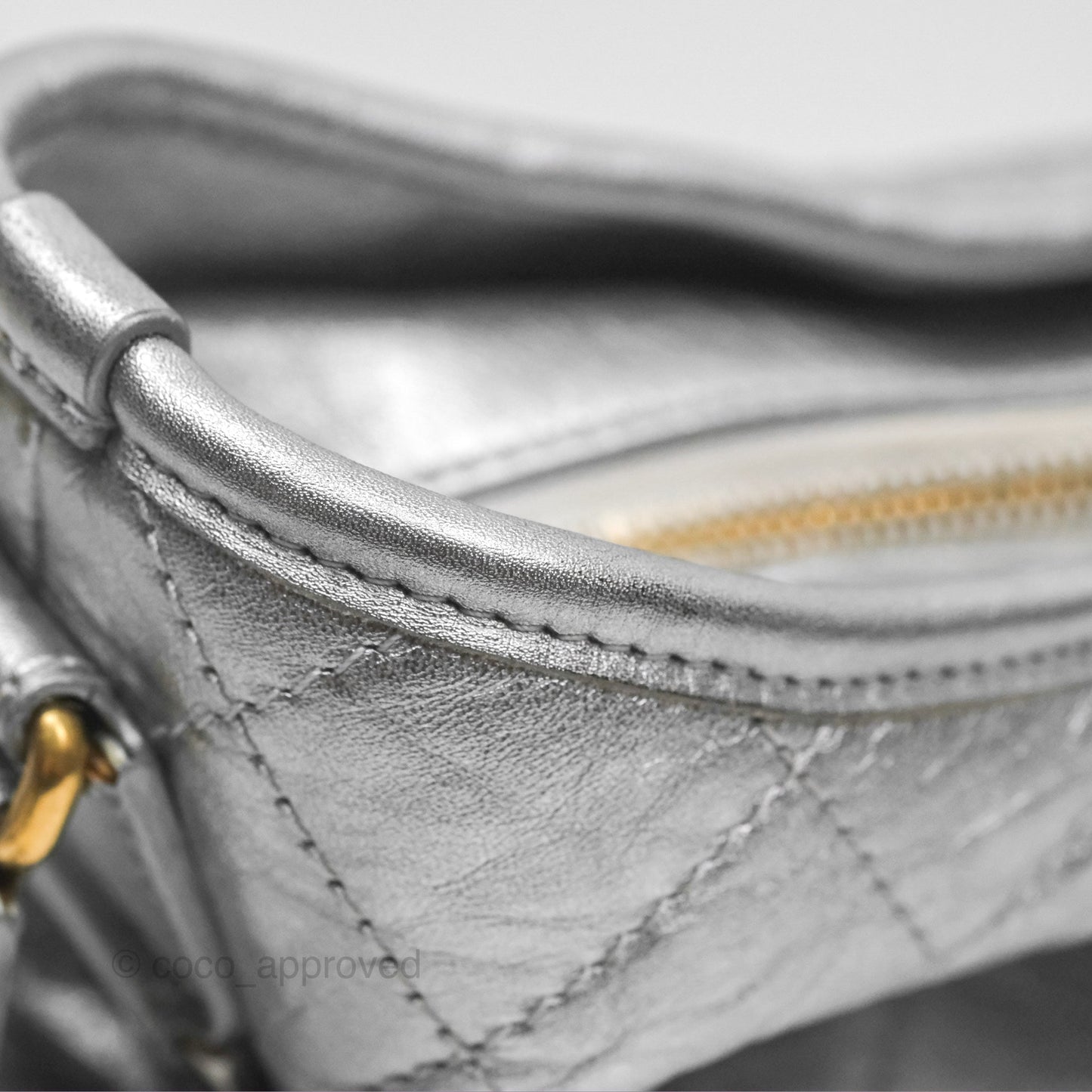 Chanel Large Gabrielle Hobo Metallic Silver Aged Calfskin Mixed Hardware